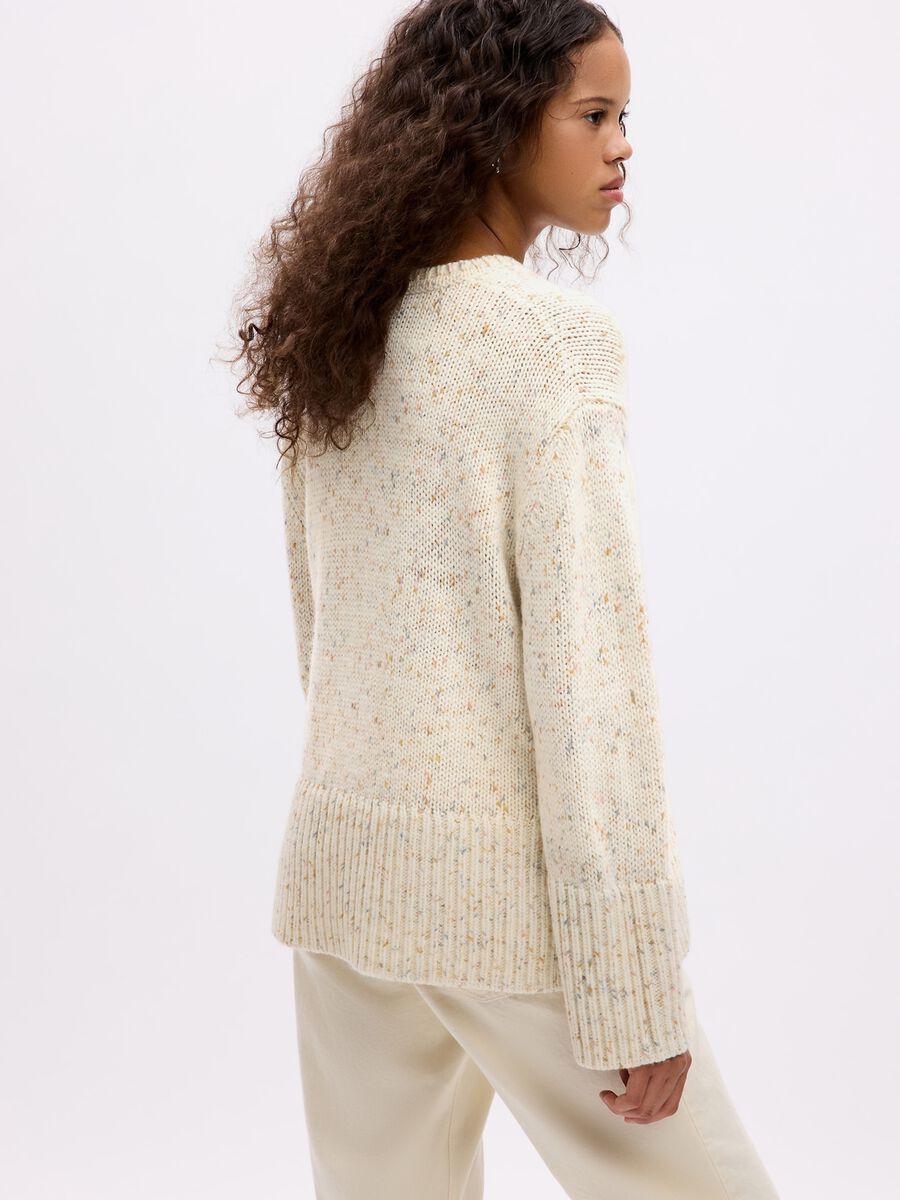 Mouliné-effect oversized pullover with splits Woman_1