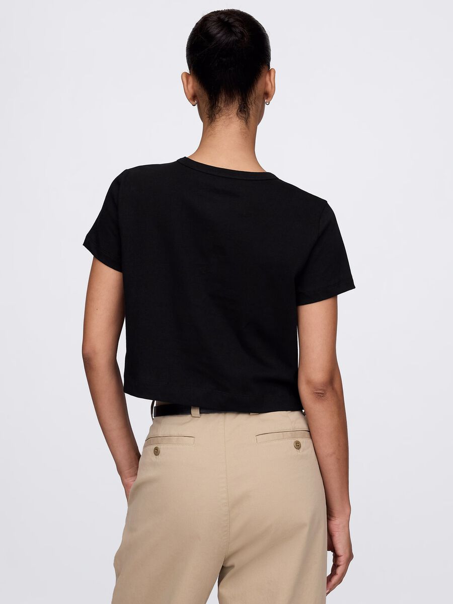 Black Cropped Cotton T-shirt by Gap Woman_2