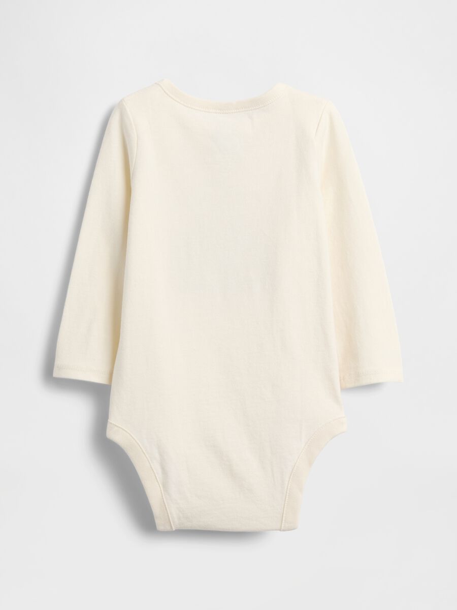 Long sleeve white cotton bodysuit Newborn Boy_1