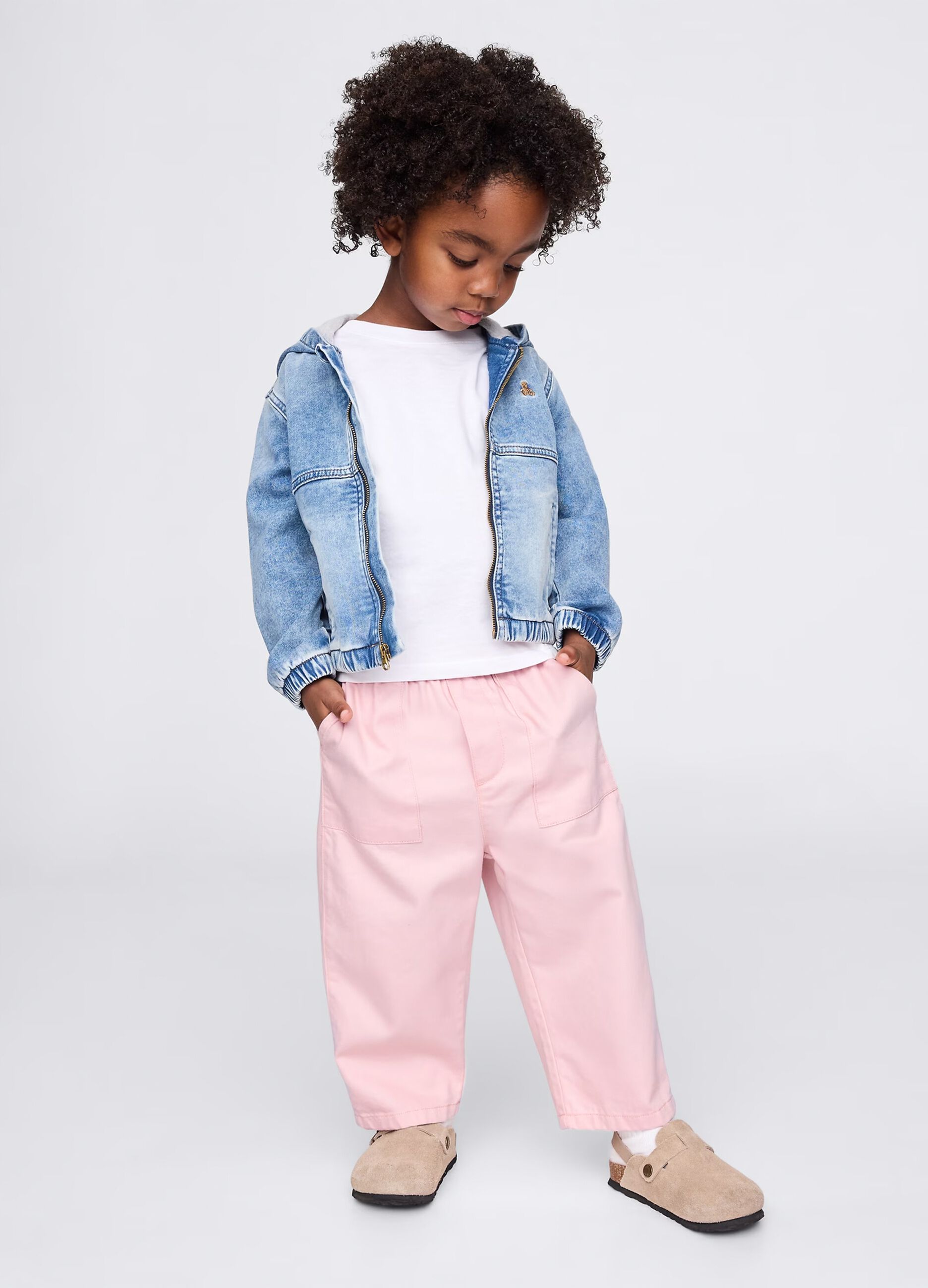 Pink wide-leg pull-on trousers