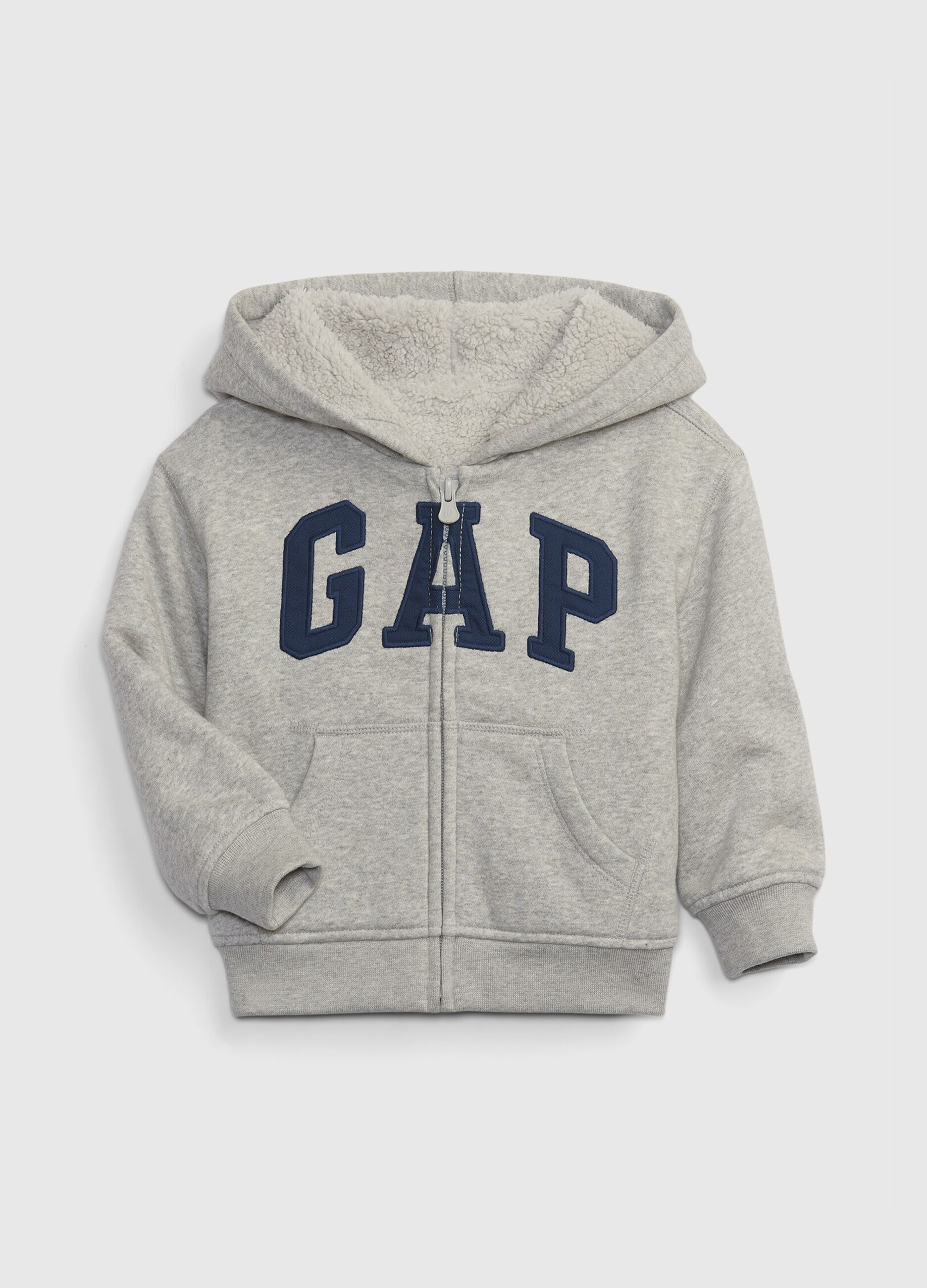 Full-zip hoodie with logo patch