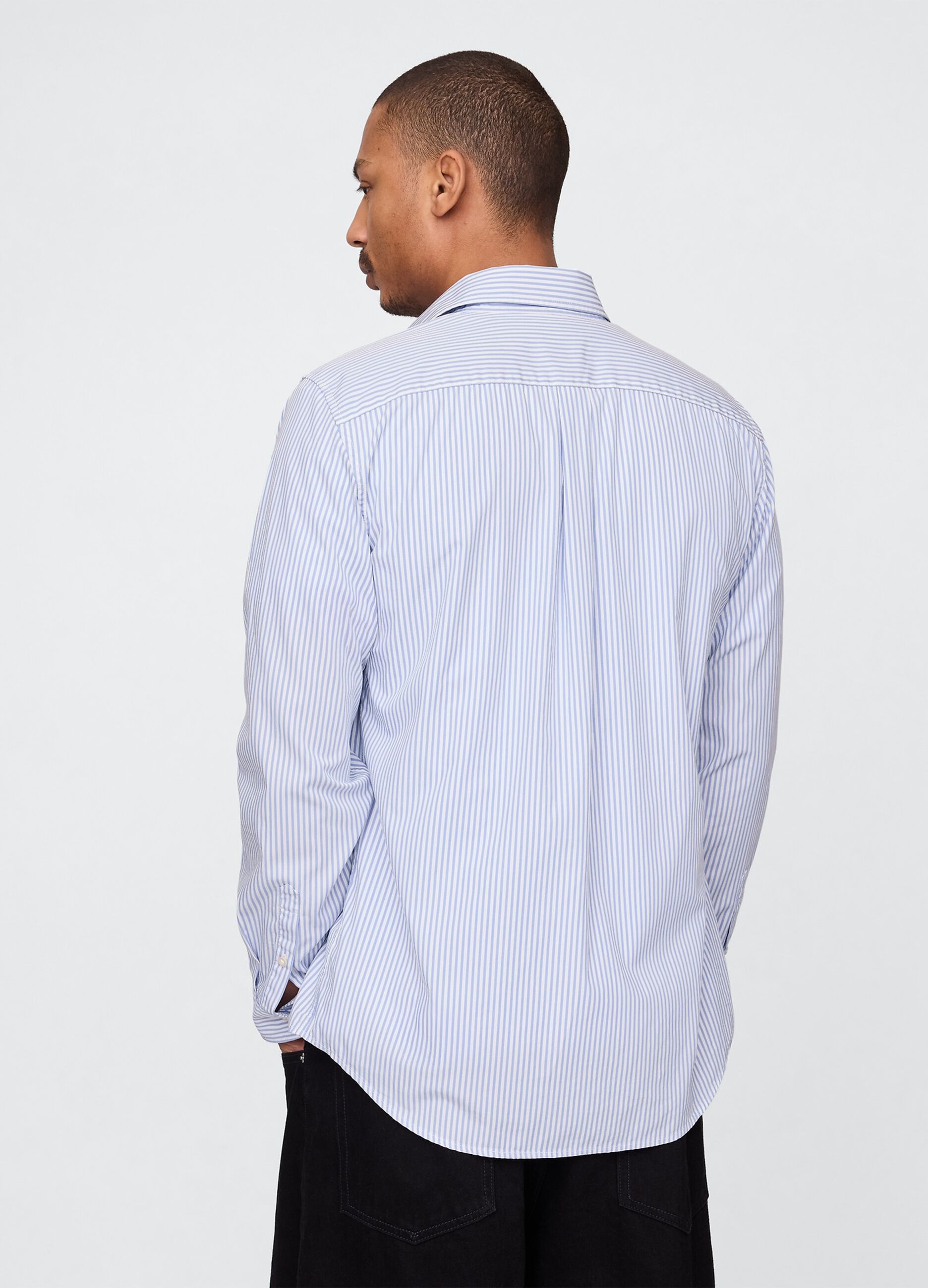 Camicia a righe azzurre in cotone_2