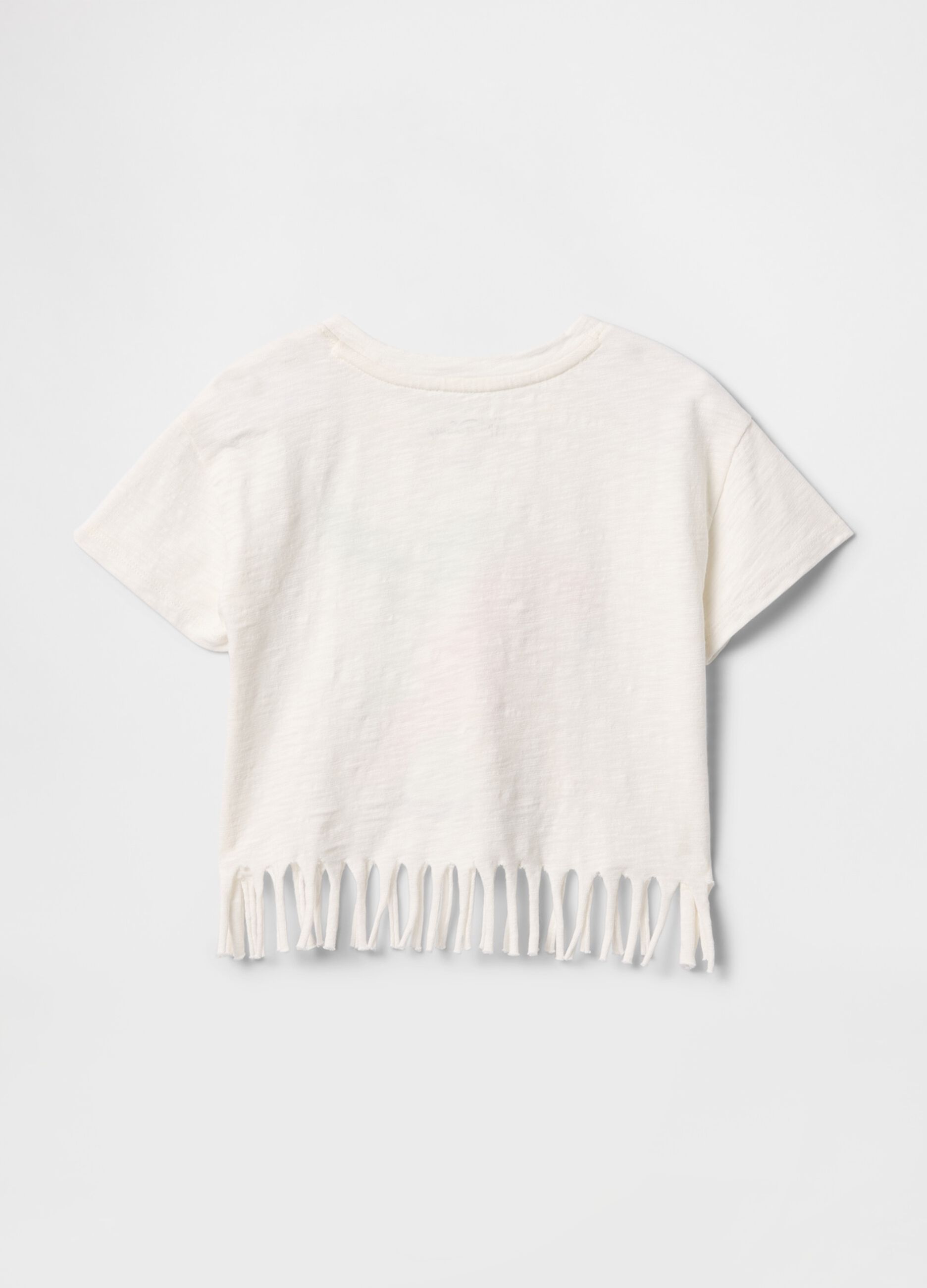T-shirt bianca a frange con stampa sirena GAP Kids_1