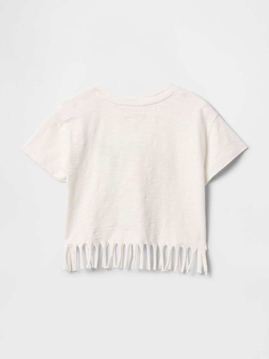 T-shirt bianca a frange con stampa sirena GAP Kids Bimba_1