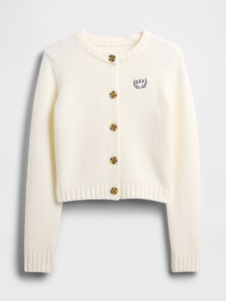 Cardigan bianco in misto cotone Bambina_3