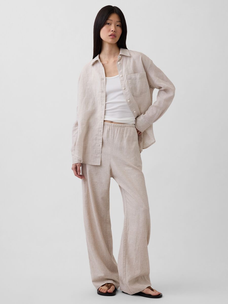 Pantaloni in misto lino Donna_0