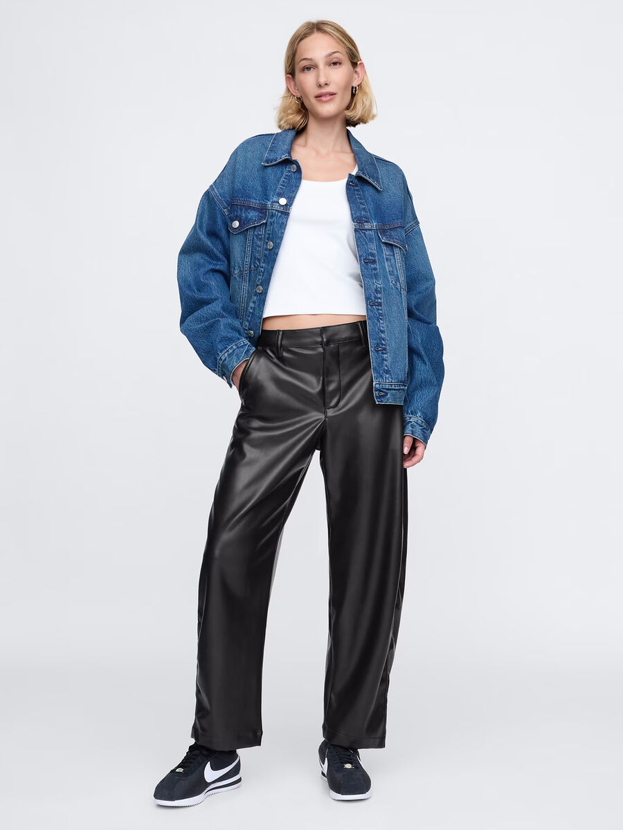 Pantalone barrel fit effetto lucido Donna_0
