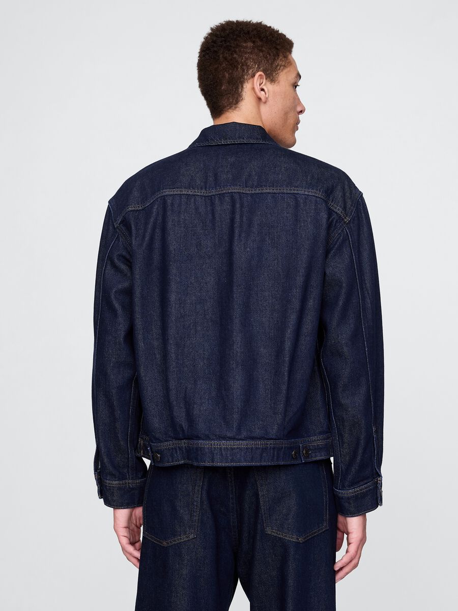 Giacca di jeans blu in cotone e Lyocell Uomo_2
