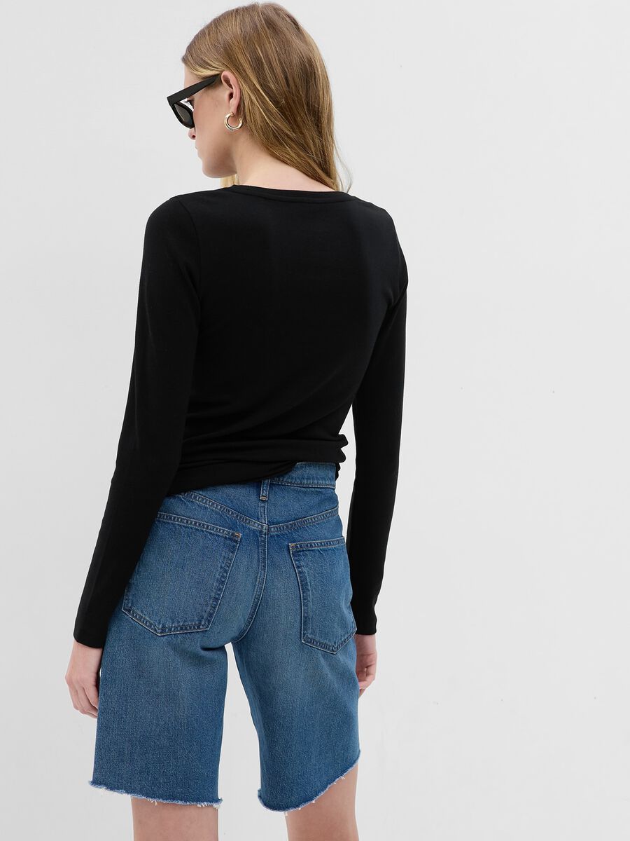 T-shirt a maniche lunghe in cotone e modal Donna_1