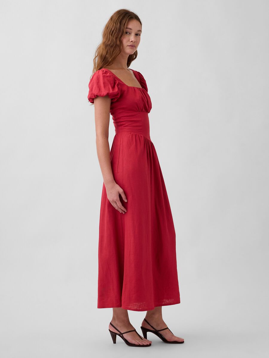 Abito midi in misto lino Donna_2