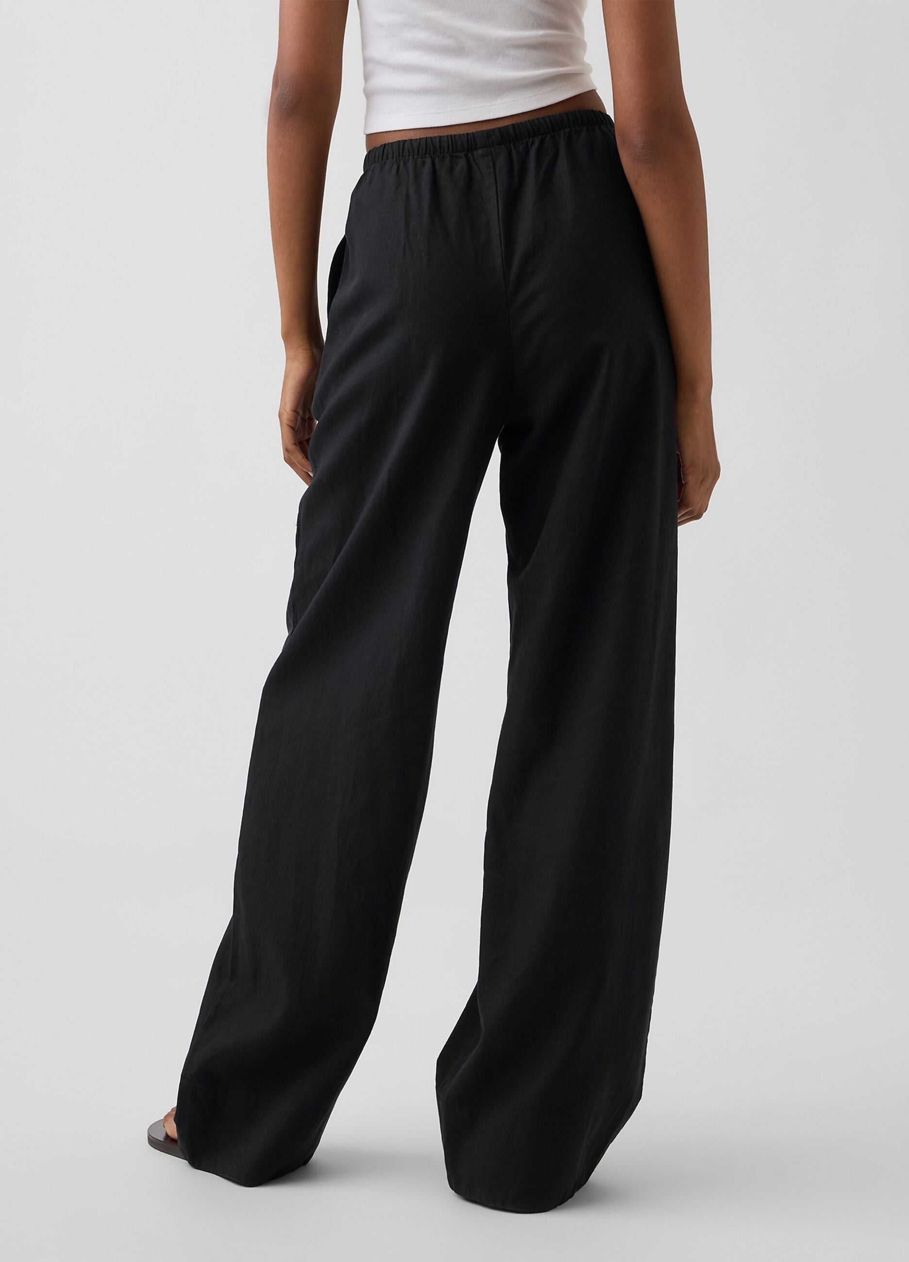 Pantaloni in misto lino a gamba ampia