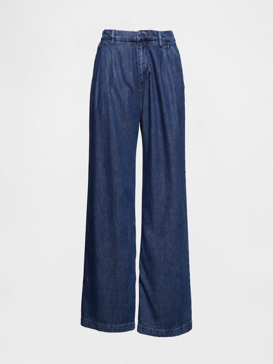 Pantaloni a palazzo in denim Donna_6