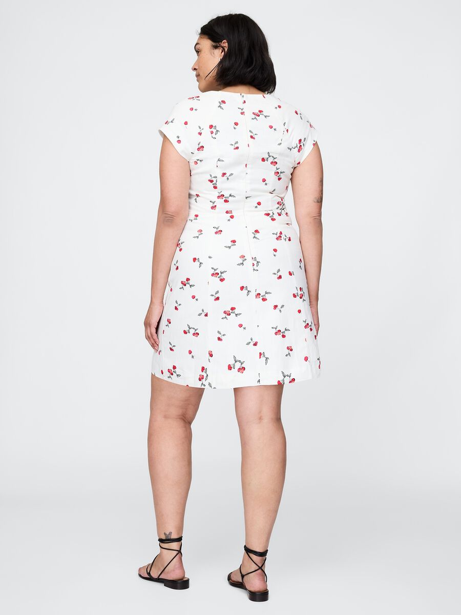 Abito corto con stampa floreale Bianco Donna_4