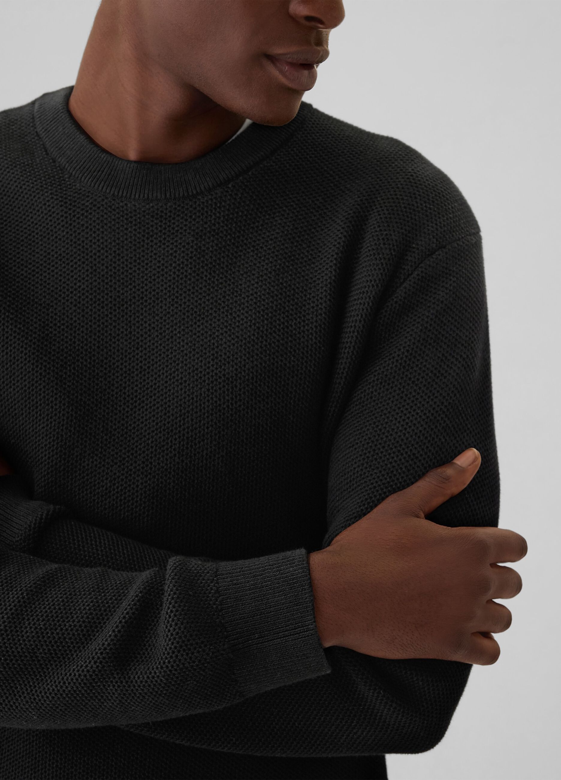 Pullover con micro trama a nido d'ape_3