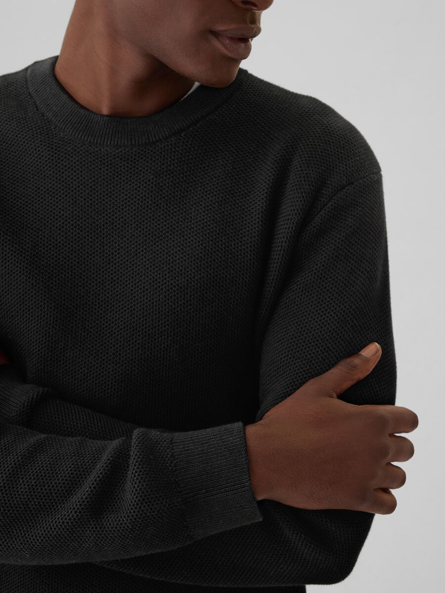 Pullover con micro trama a nido d'ape Uomo_3