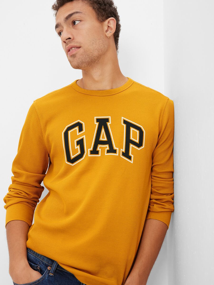 T-shirt with waffle weave and logo print Man_0