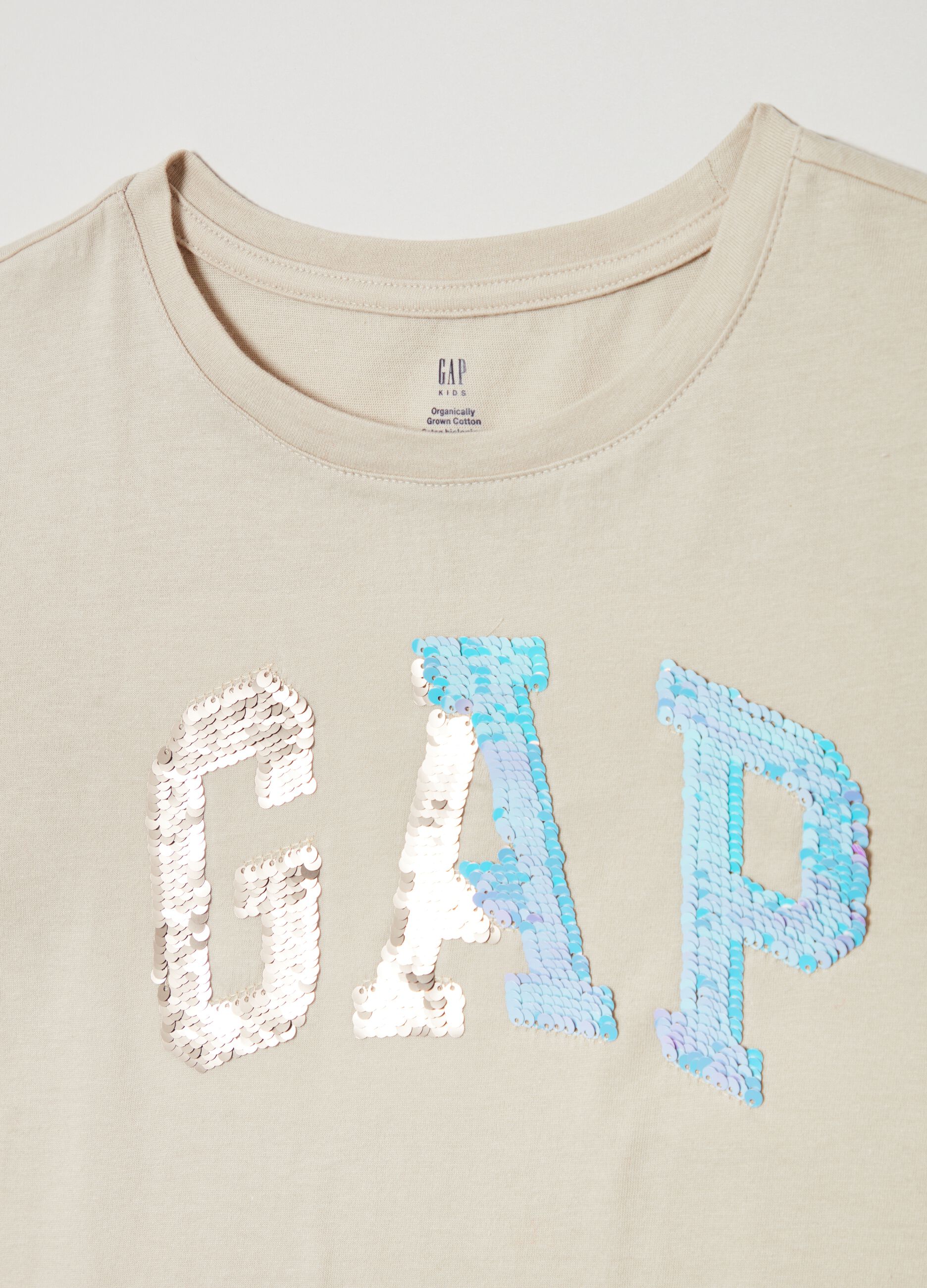 T-shirt con logo di paillettes reversibili _2