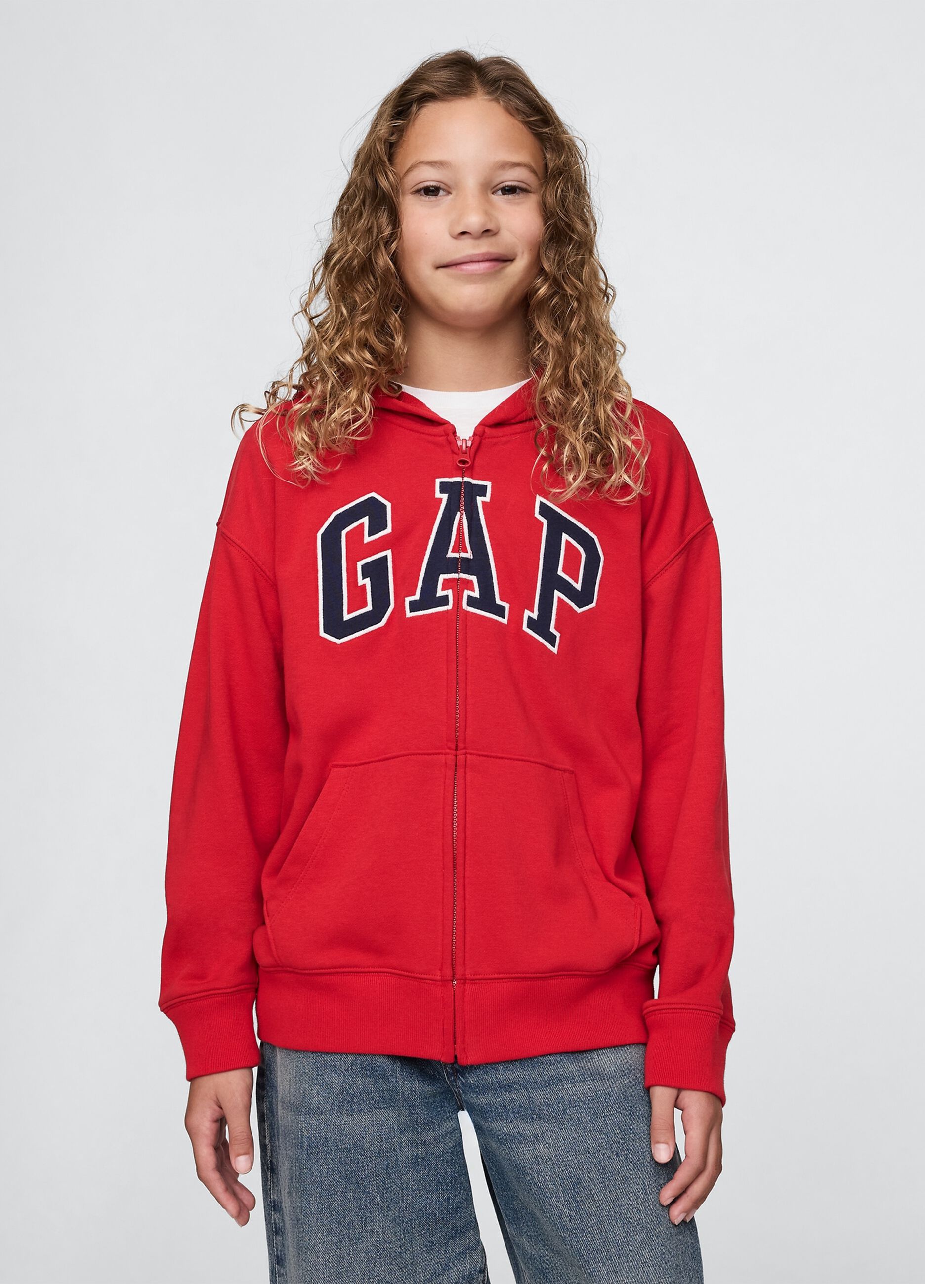Felpa rossa con cappuccio e logo GAP