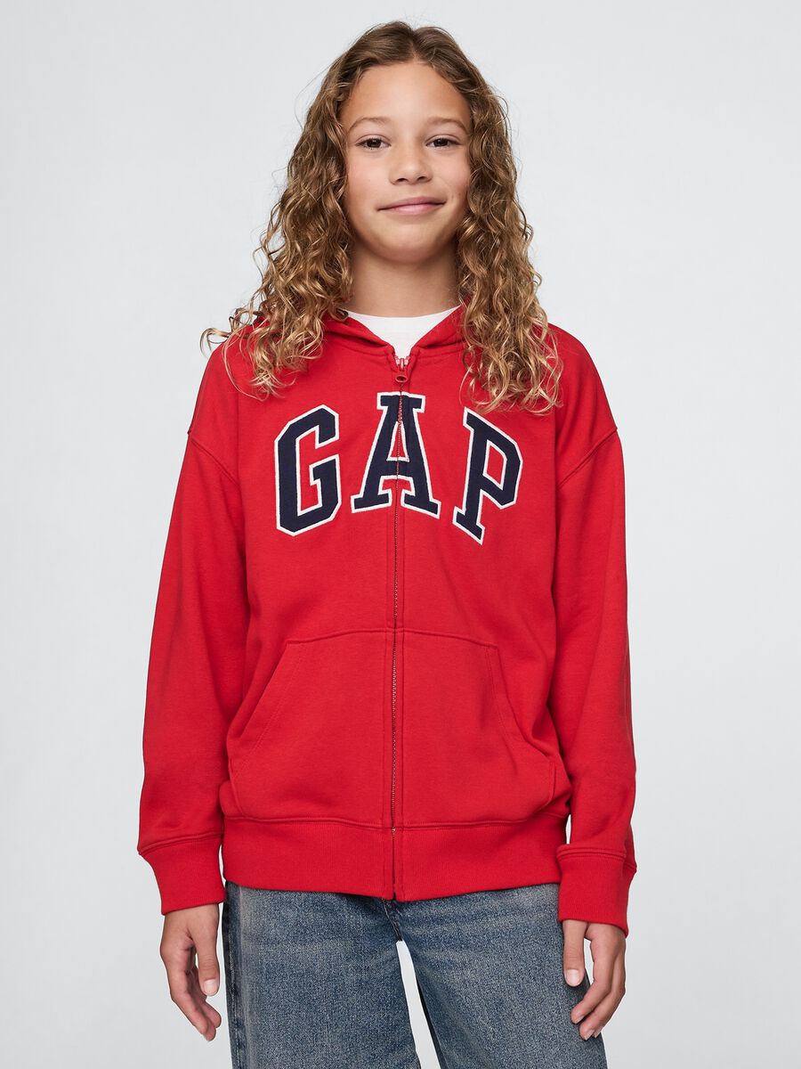 Felpa rossa con cappuccio e logo GAP Bambino_0
