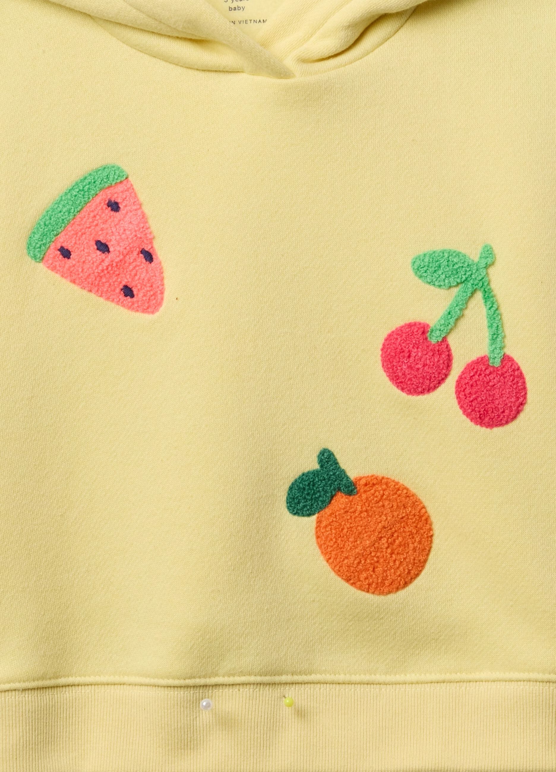 Jogging set giallo con patch frutta bouclé_2