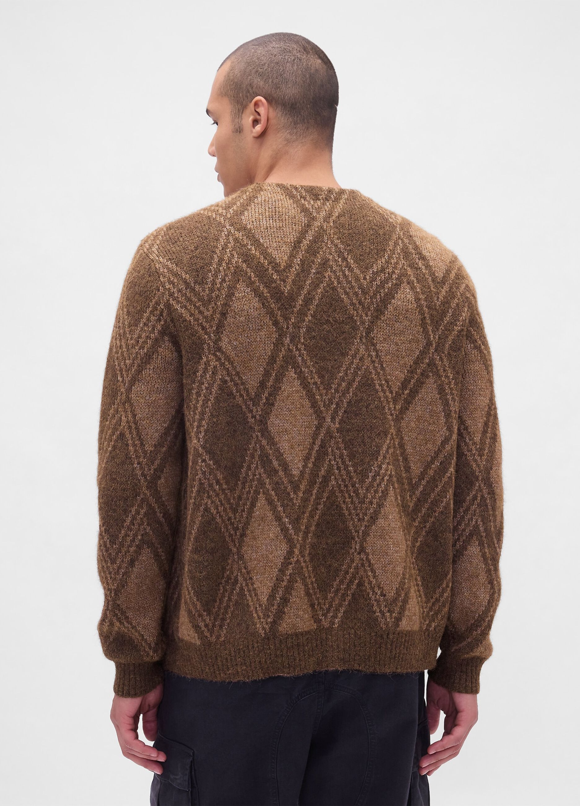 Cardigan marrone in misto lana e alpaca