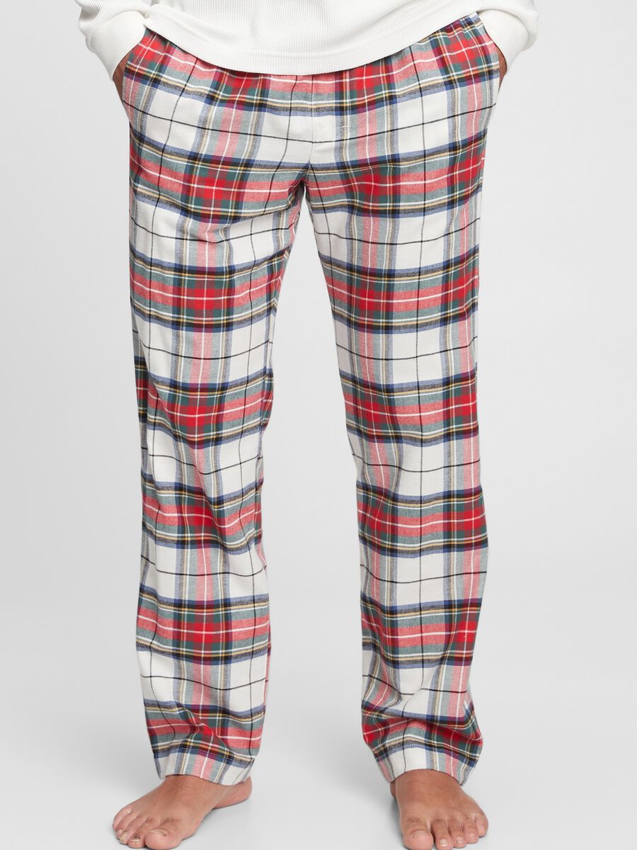 Pantalone pigiama in tela check Uomo_0