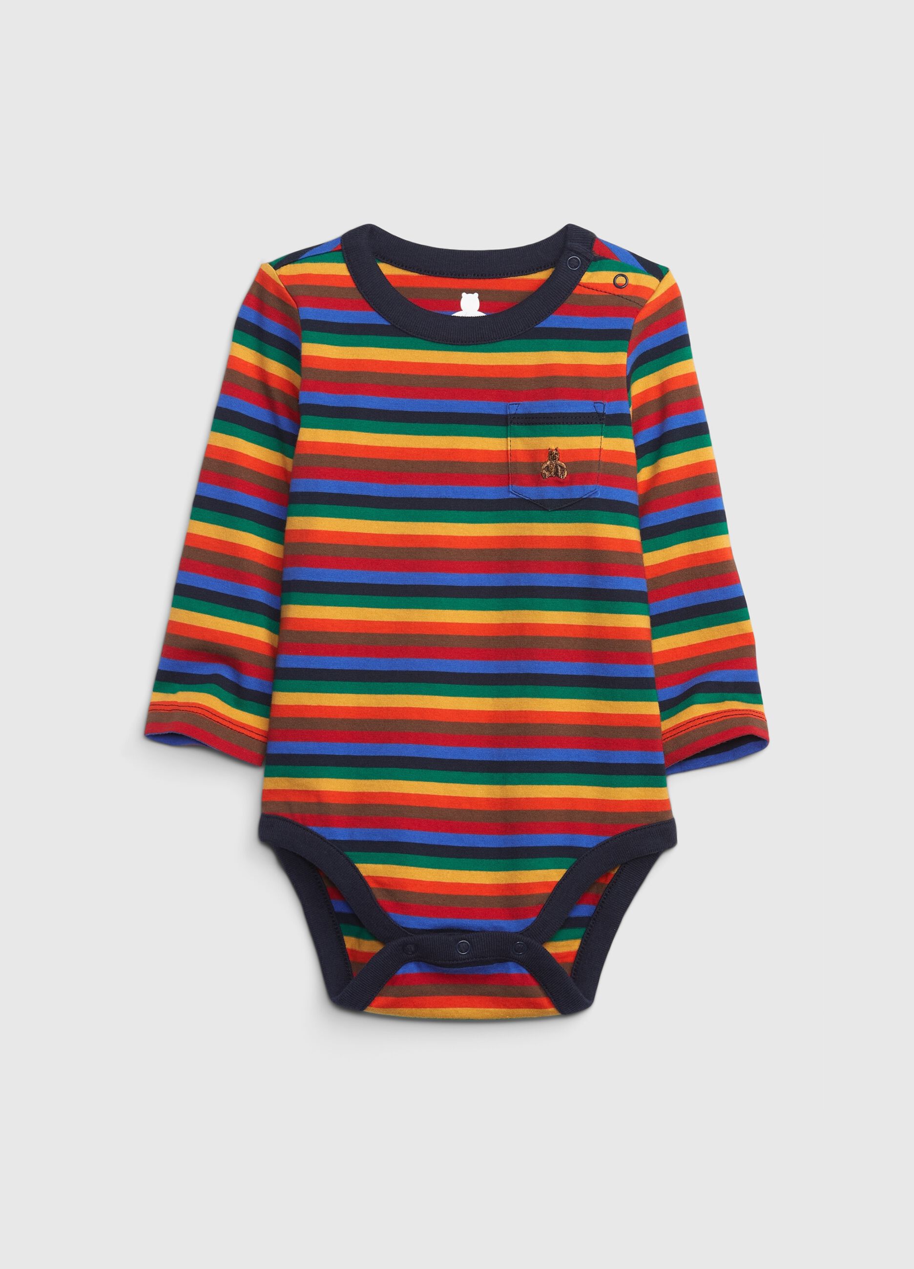 Happy Stripe long-sleeved bodysuit