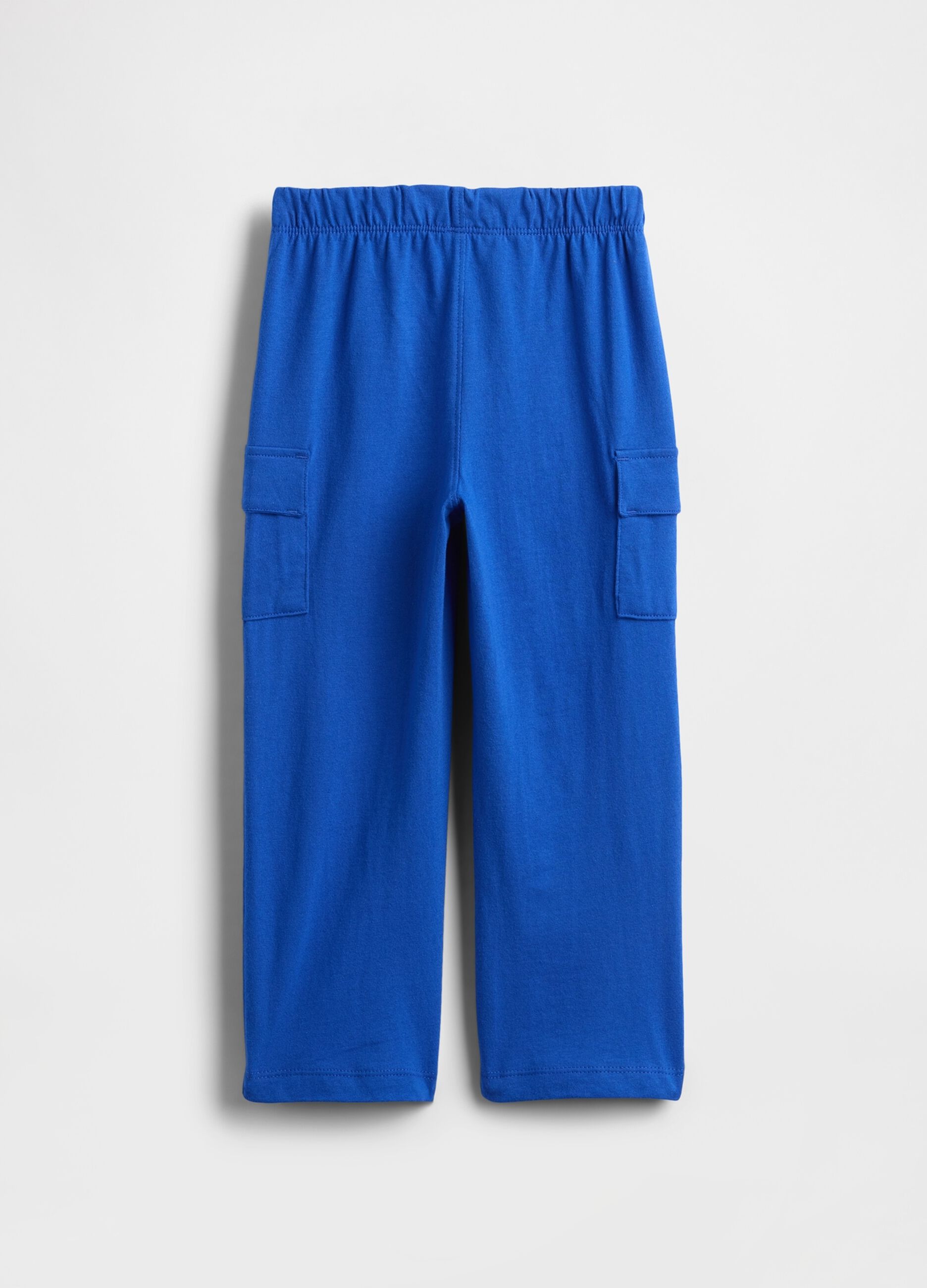 Pantaloni blu cargo in cotone_1