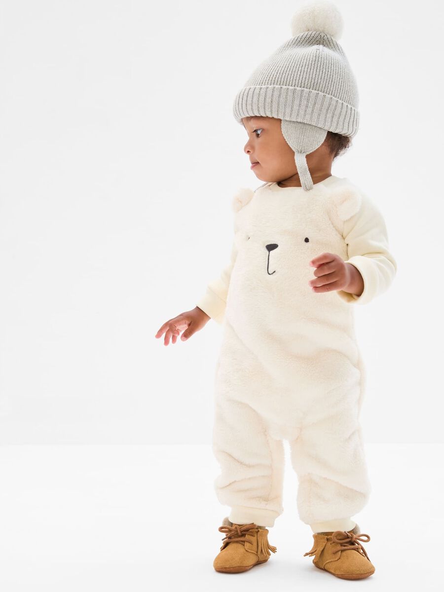 Faux fur onesie with embroidered teddy Newborn_1