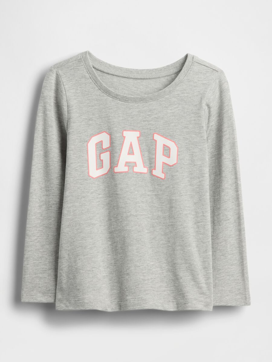 Grey Long Sleeve Cotton T-shirt Girl_0
