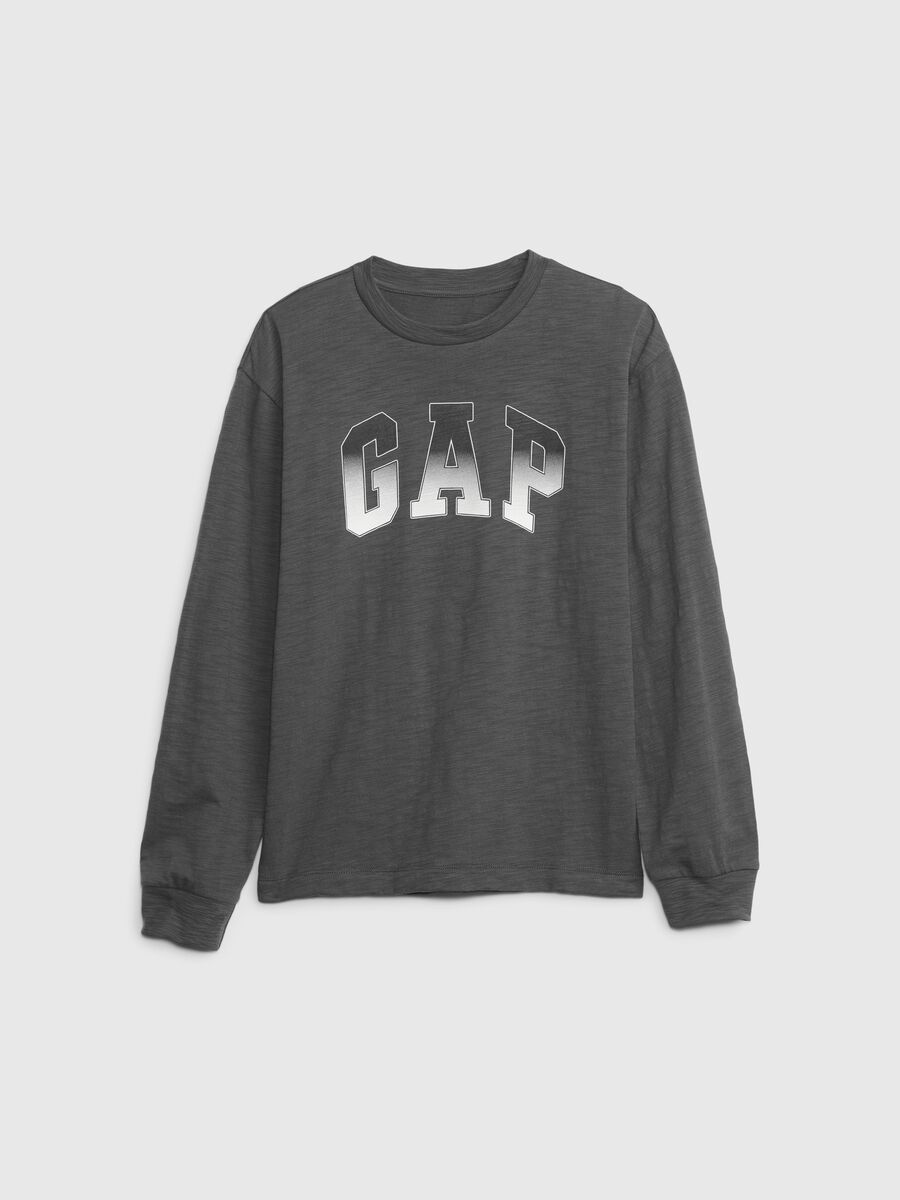 Long-sleeved T-shirt with degradé logo print Boy_0