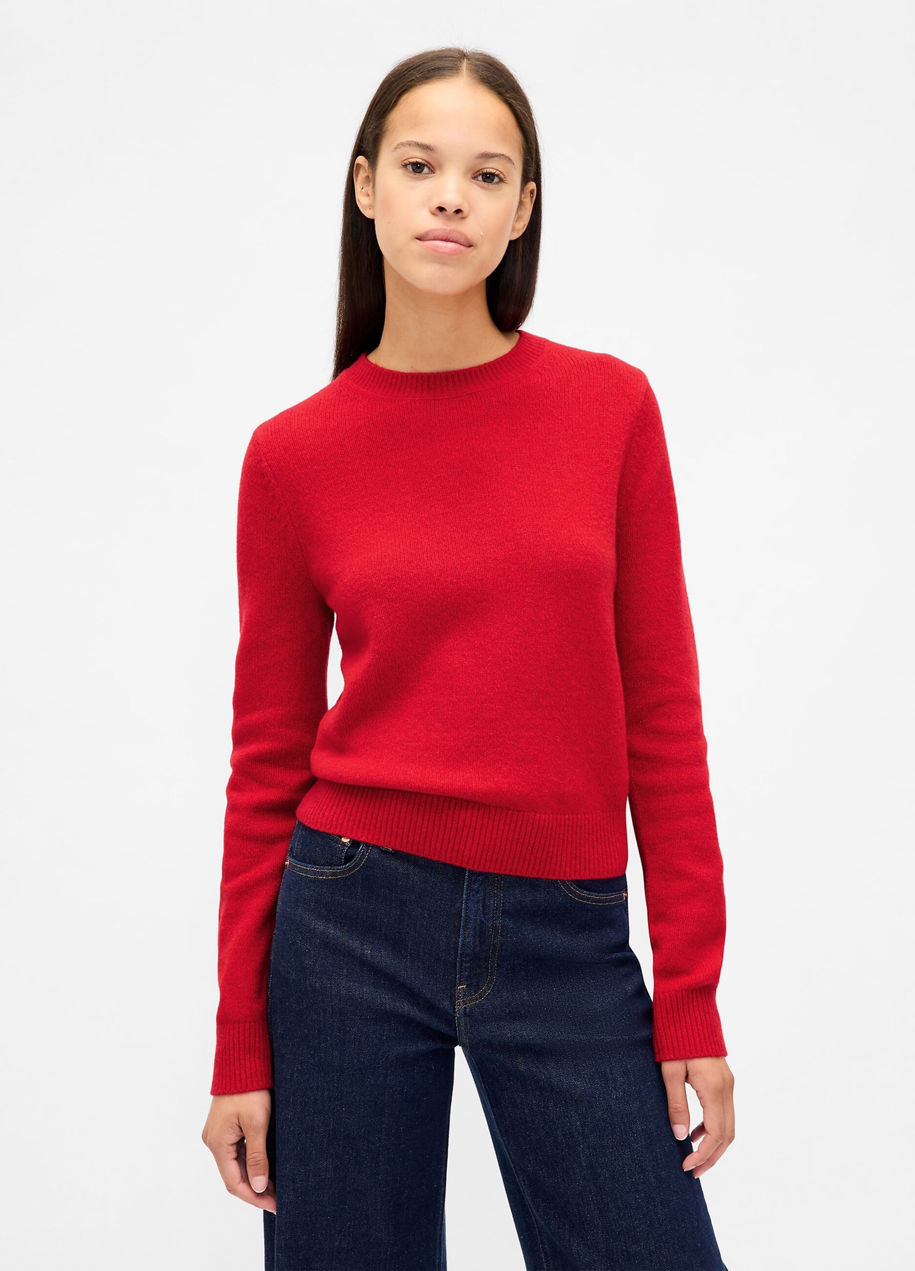 Pullover rosso in misto cotone e acrilico