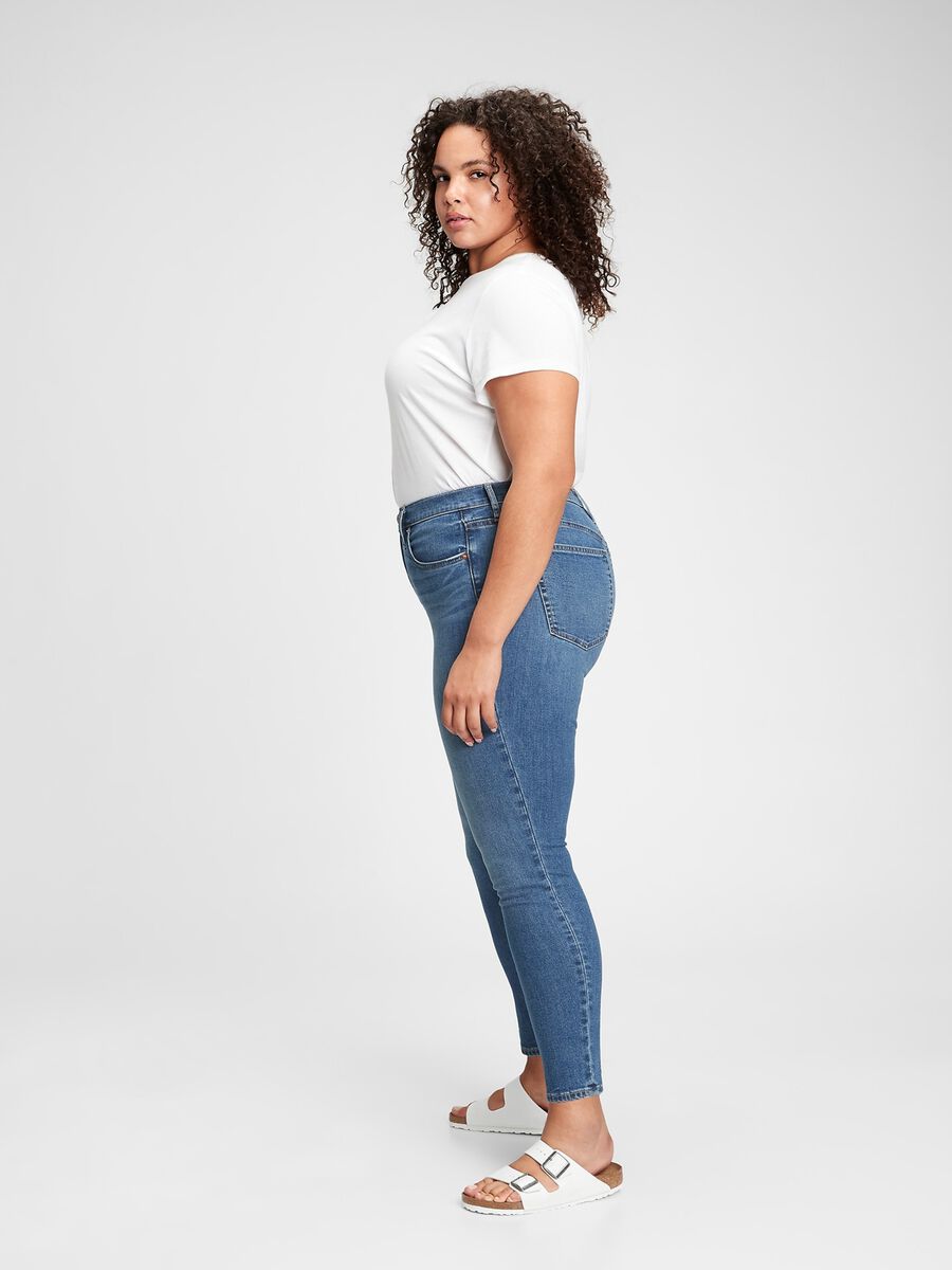 High-waisted skinny-fit jeans with fading Woman_2