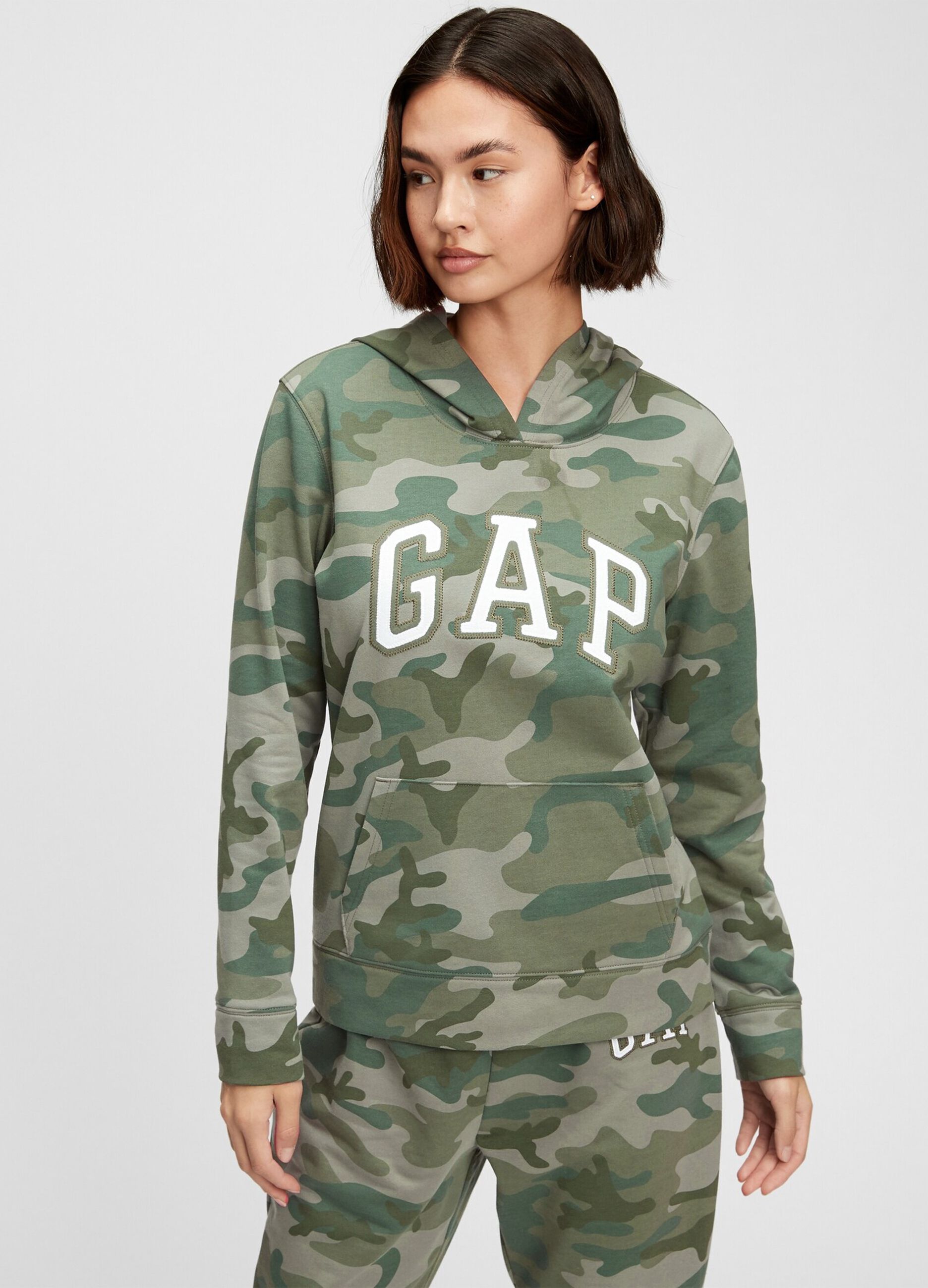 Camo hoodie with embroidered logo