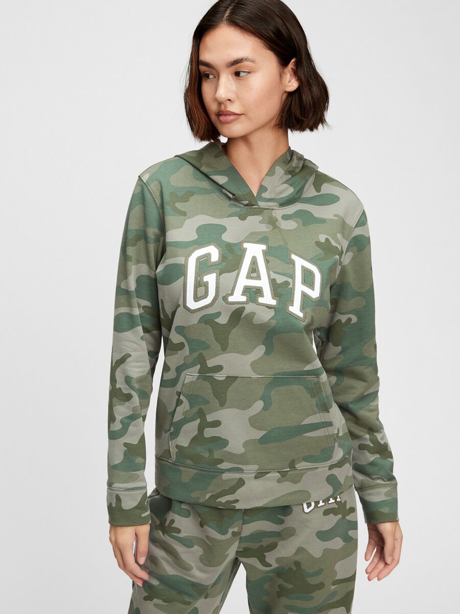 Camo hoodie with embroidered logo Woman_0