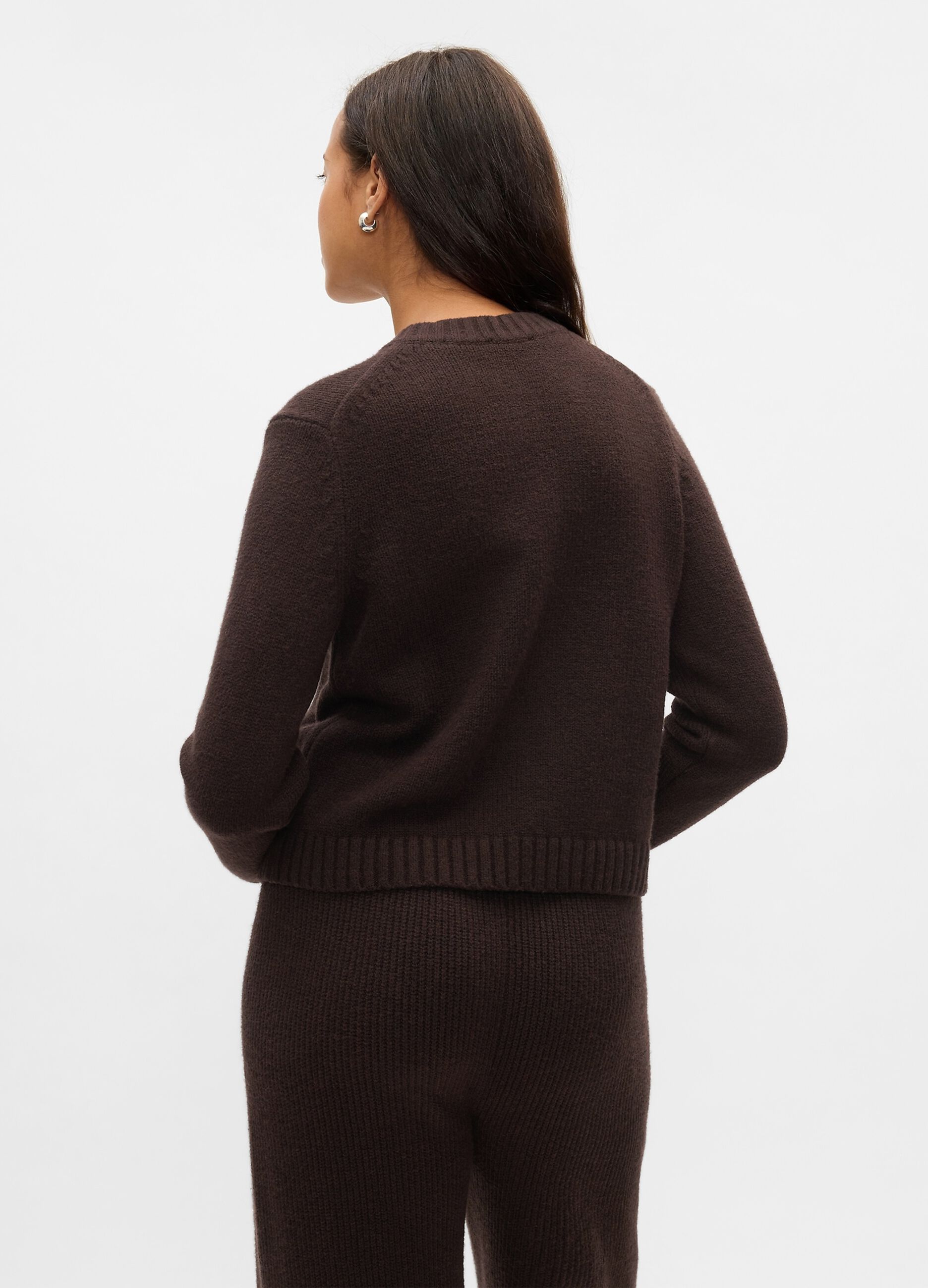 Cardigan girocollo con bottoni striati_2