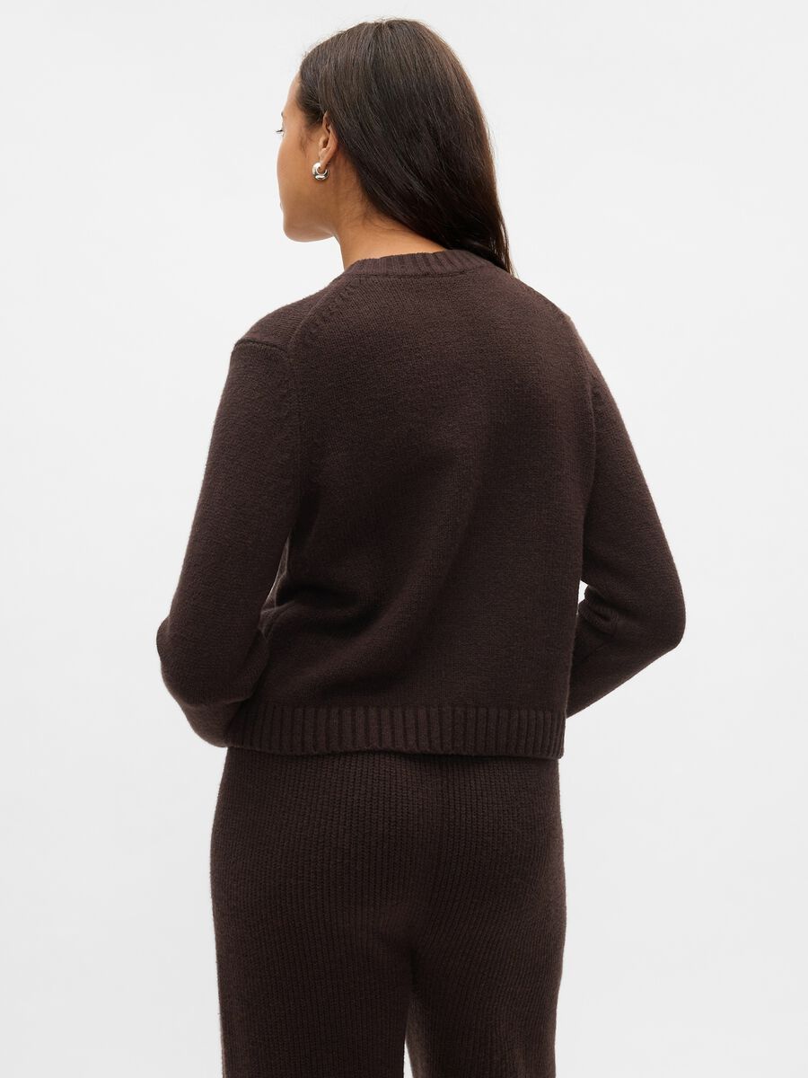 Cardigan with round neck and streaked buttons Woman_2