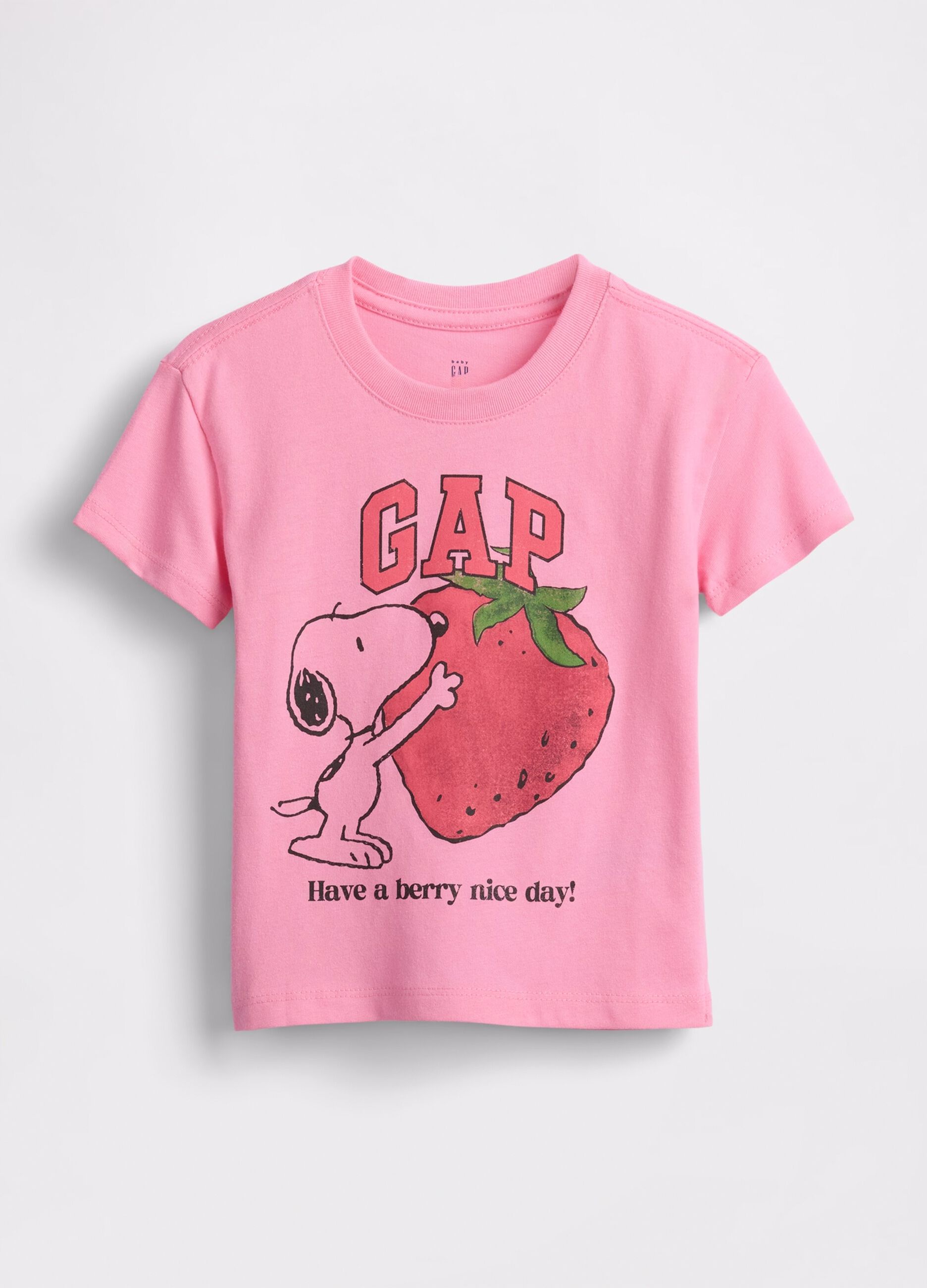 T-shirt rosa con Snoopy e fragola