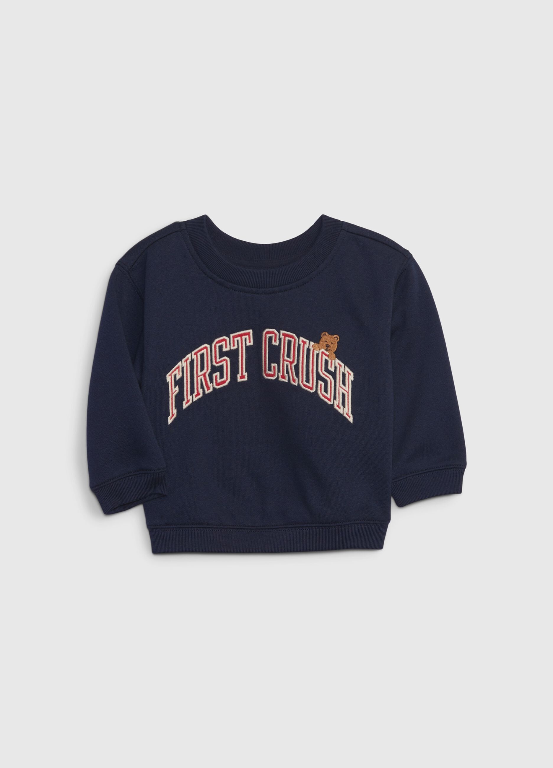 Sweatshirt with embroidered bear and lettering patch