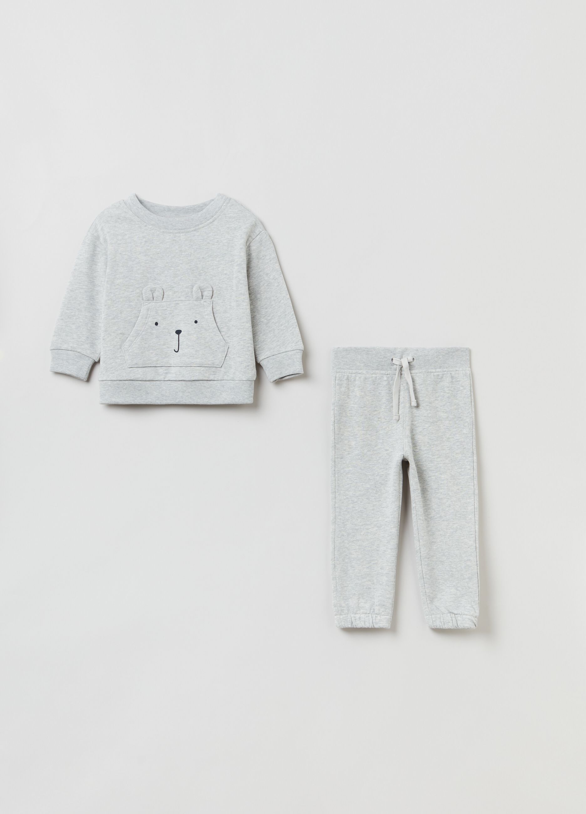 Plush jogging set with bear print