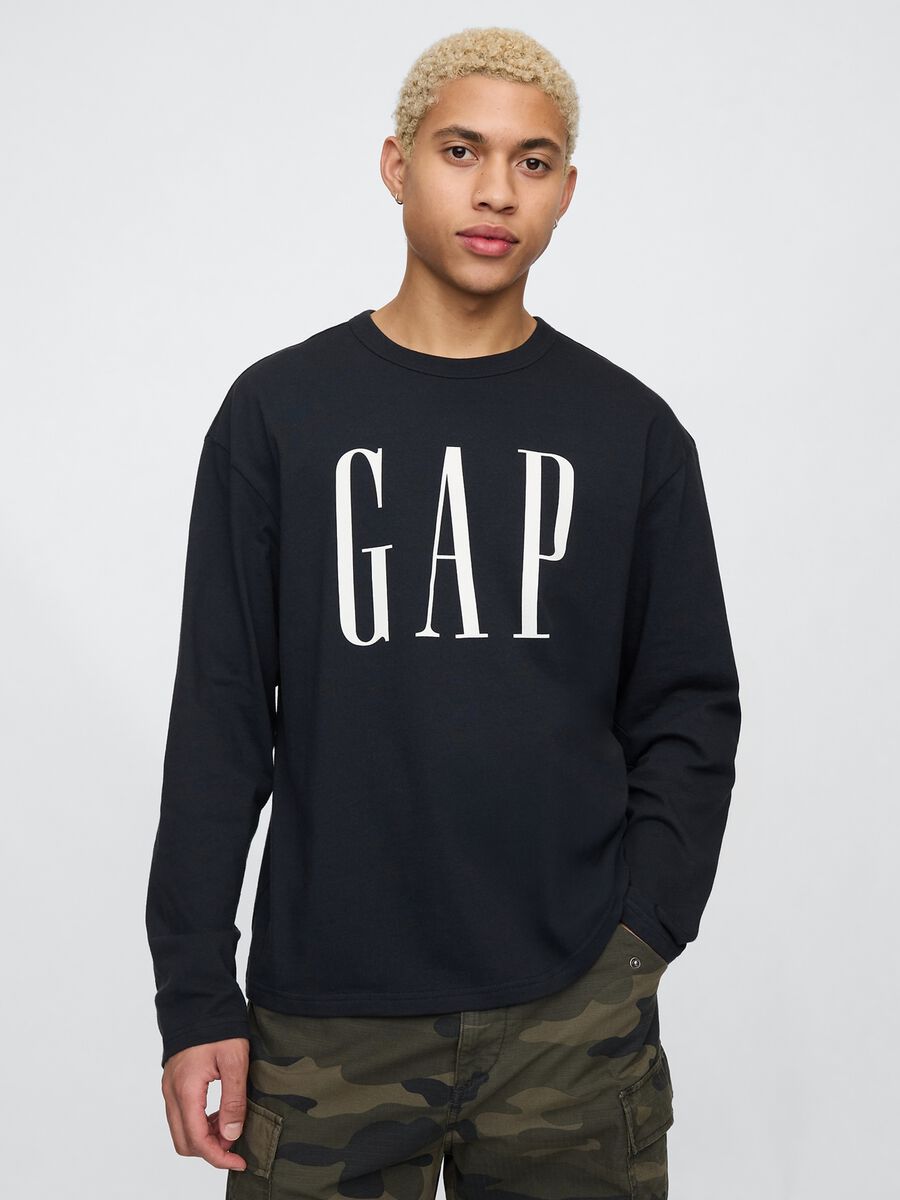 T-shirt a maniche lunghe nera in cotone GAP Uomo_0