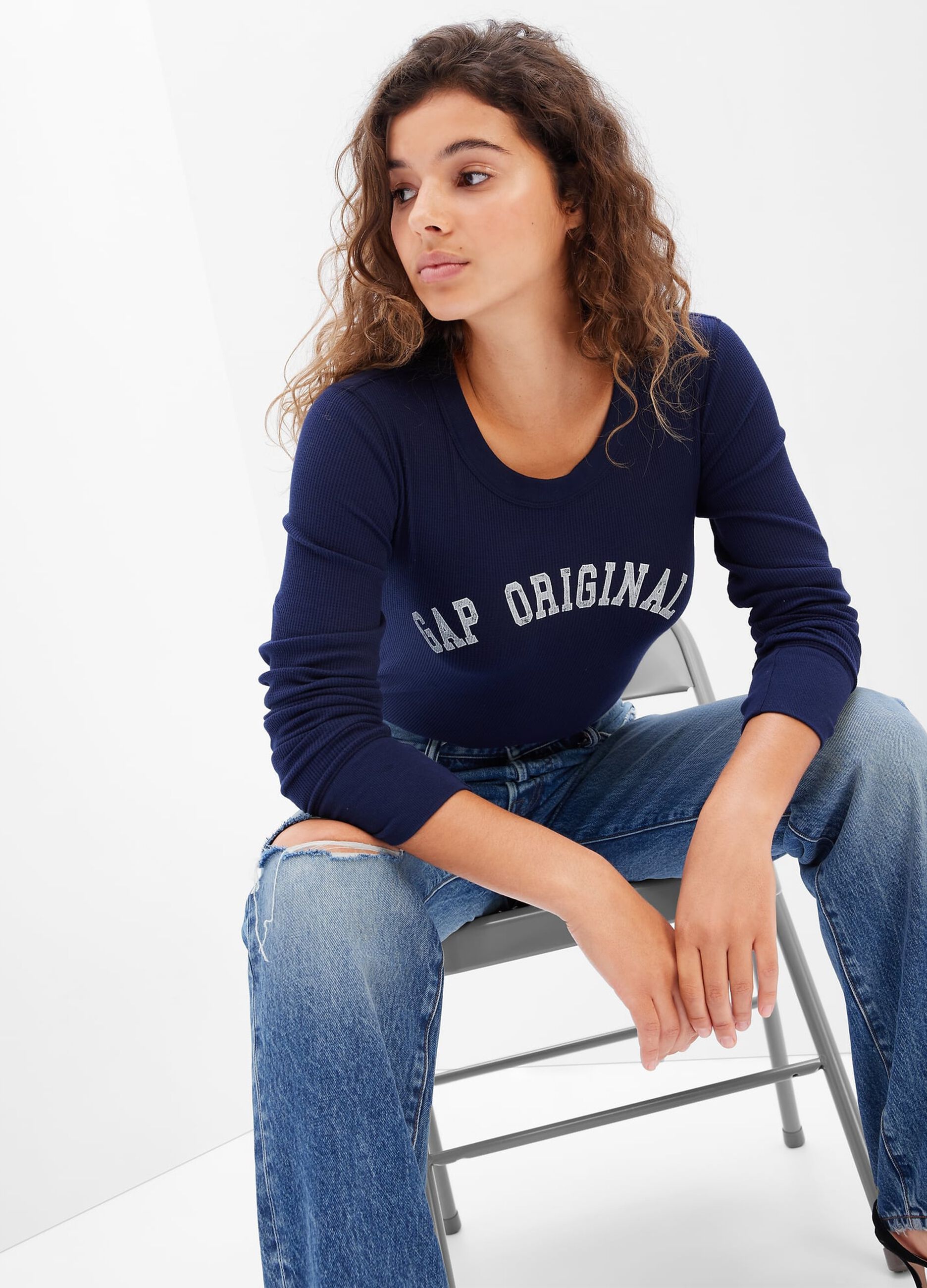 T-shirt con trama waffle stampa logo