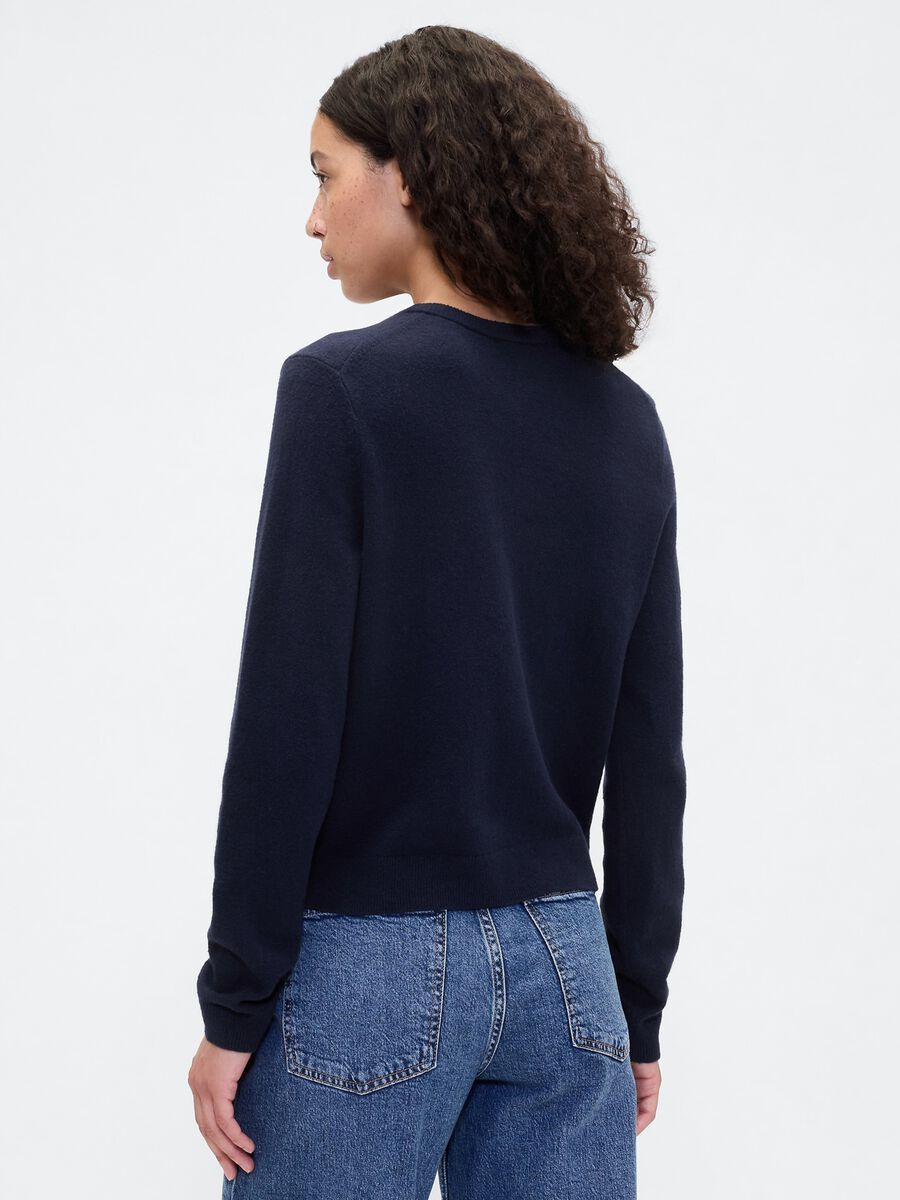 Cardigan blu in misto tessuti Donna_2