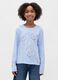 Blue long-sleeve cotton t-shirt with decorative hearts_0