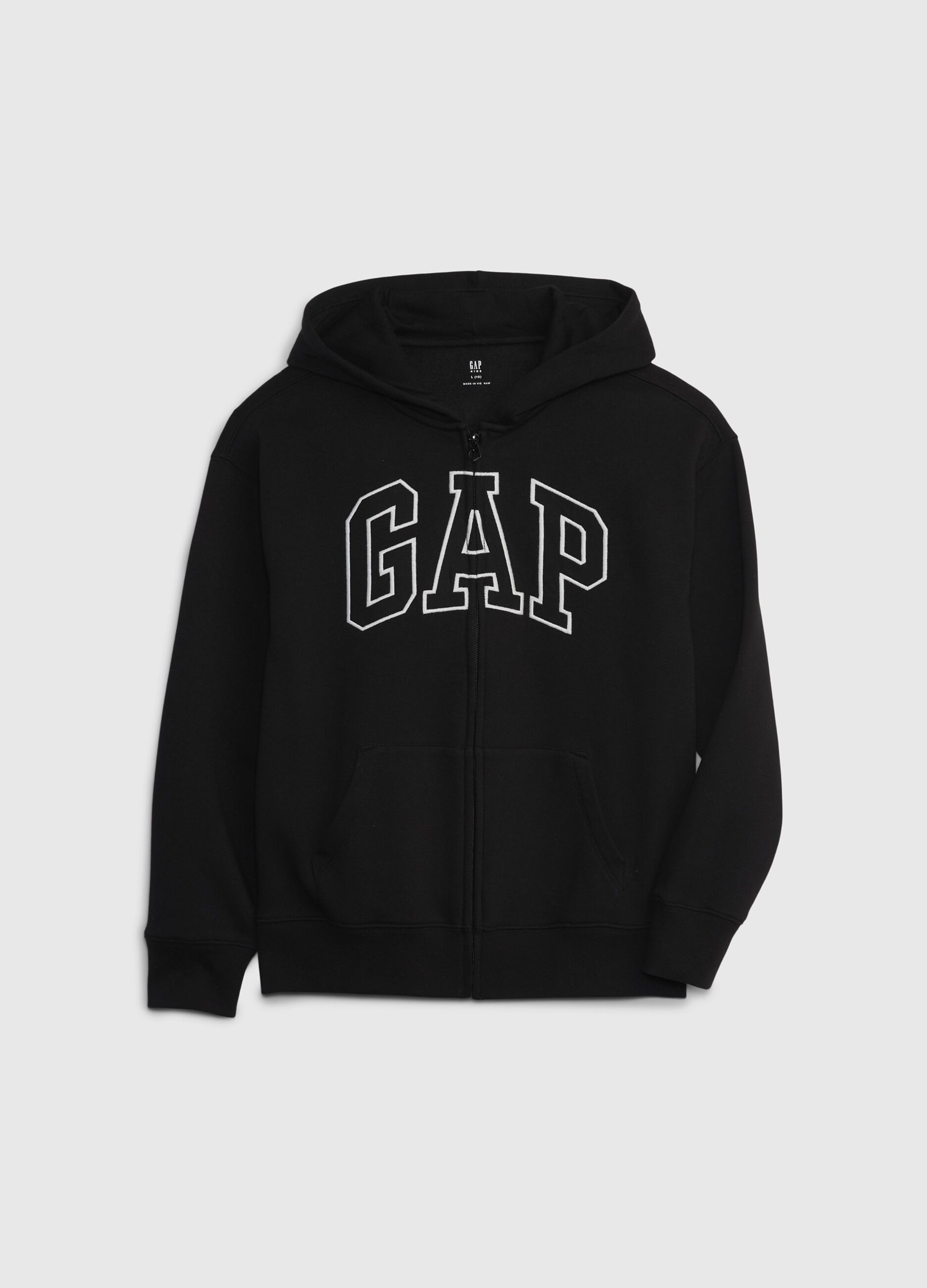 Full-zip sweatshirt with hood and logo embroidery