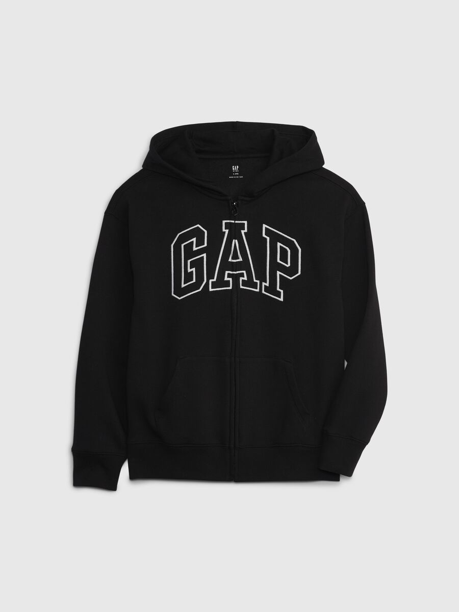 Full-zip sweatshirt with hood and logo embroidery Boy_0