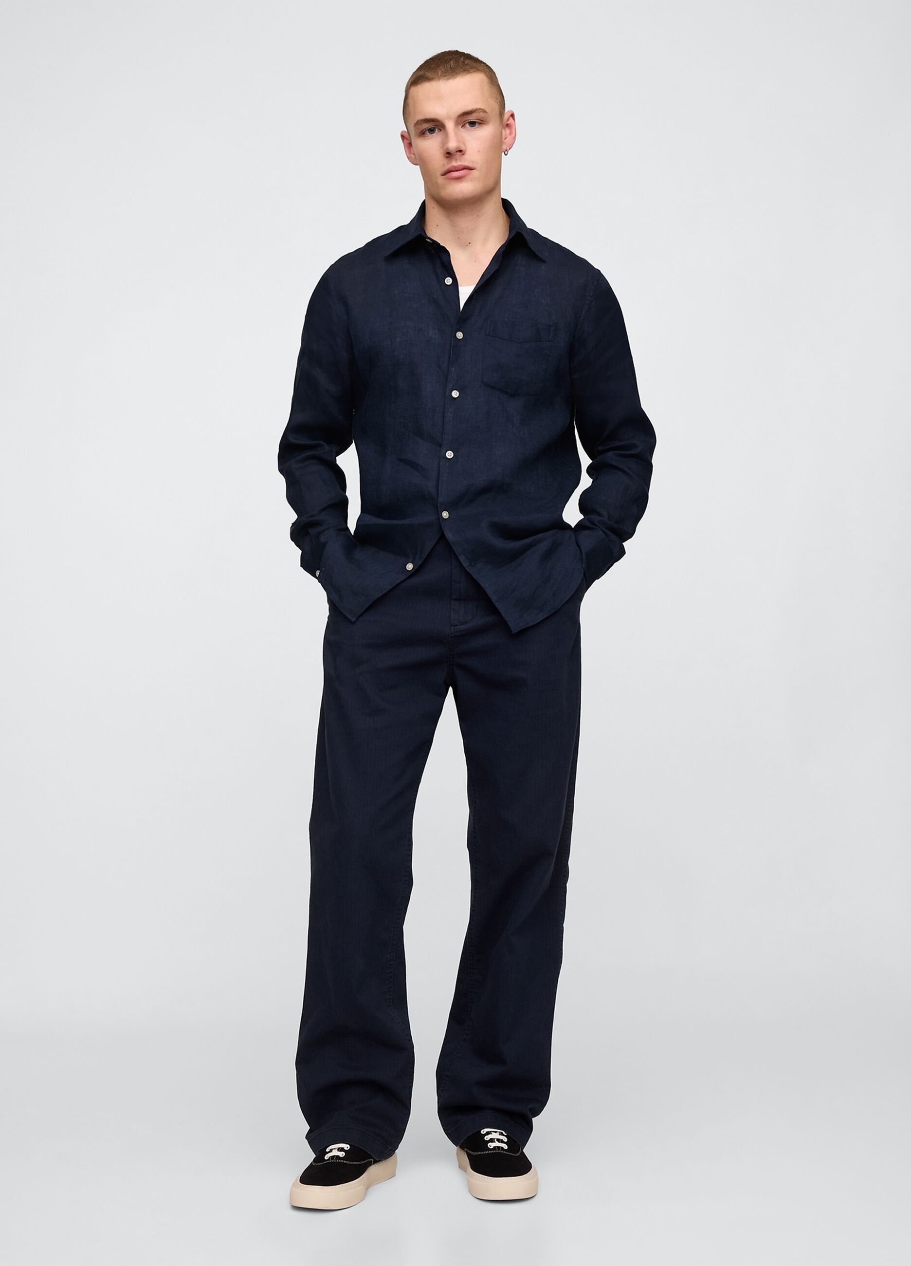 Camicia in lino blu scuro Gap_1