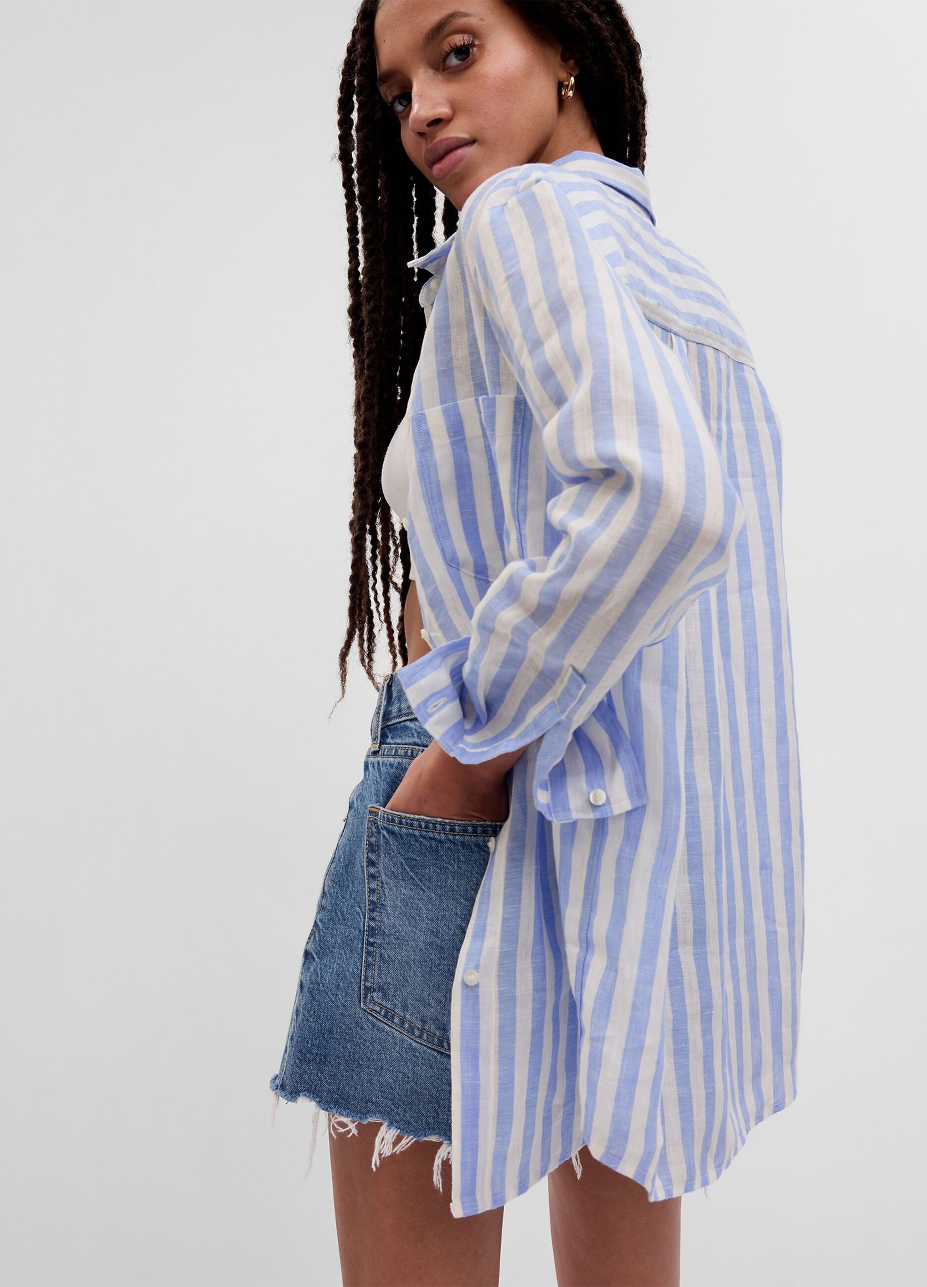 Striped linen shirt with pocket_1