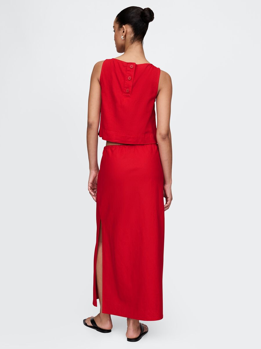 Long red skirt in linen and viscose Woman_1