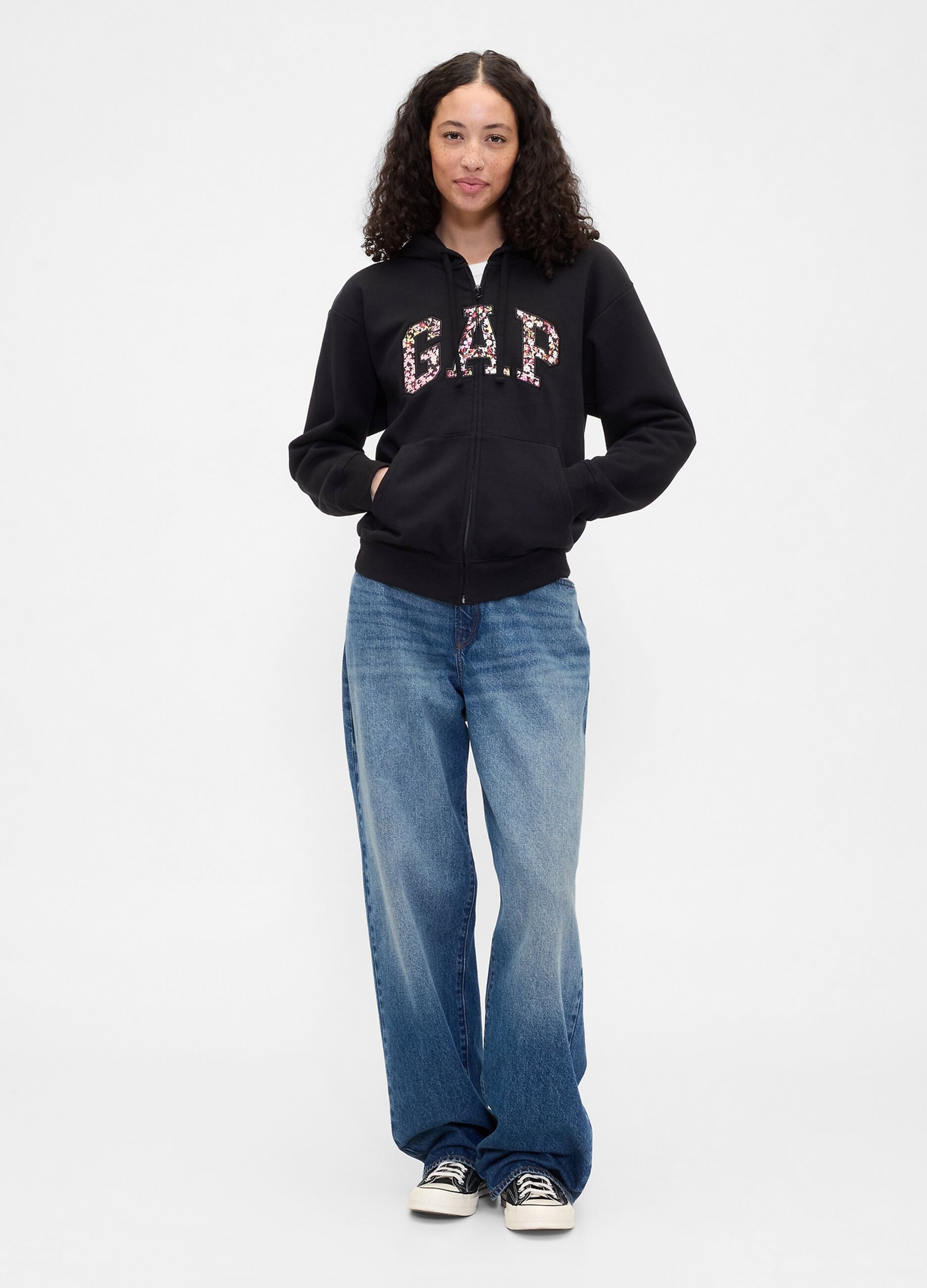 Felpa con cappuccio e zip integrale